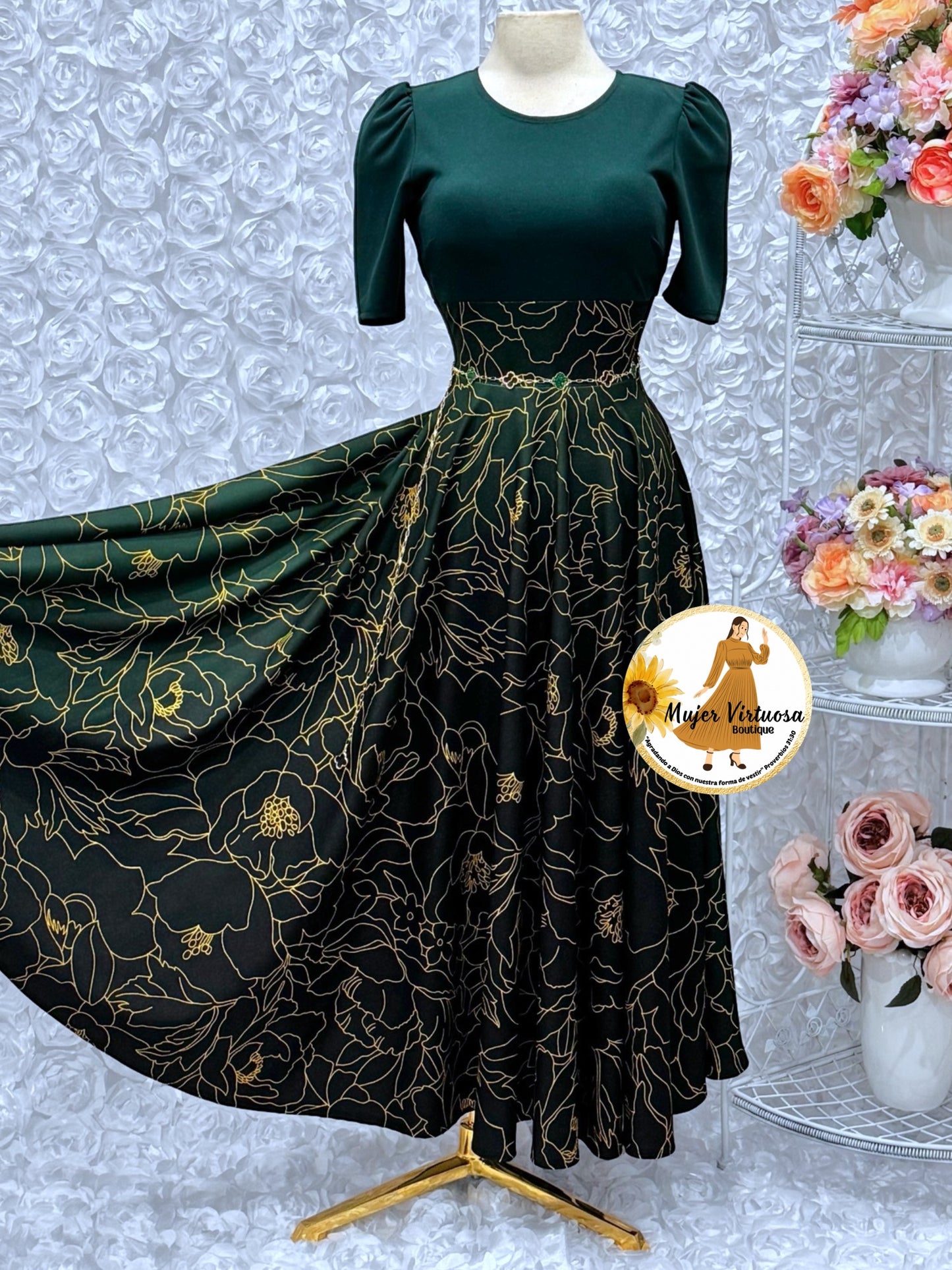 Eliana Emerald Green Ombre Dress