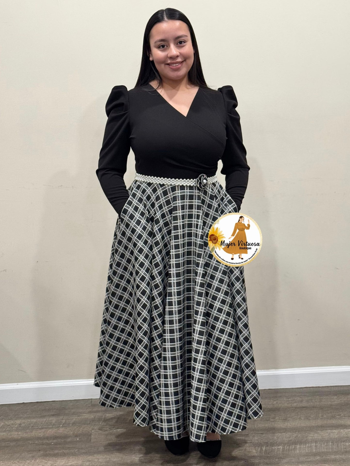 Larissa Black & White Plaid Dress