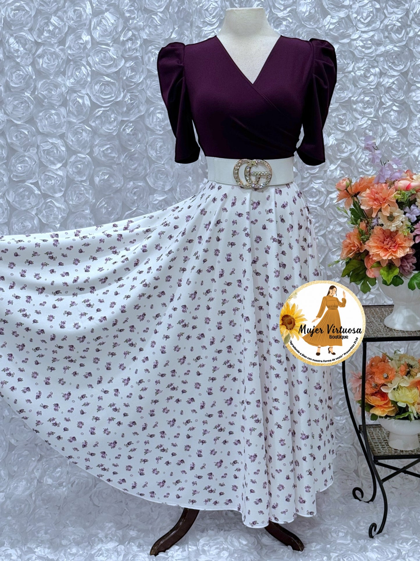 Susan Uva/White Floral Dress