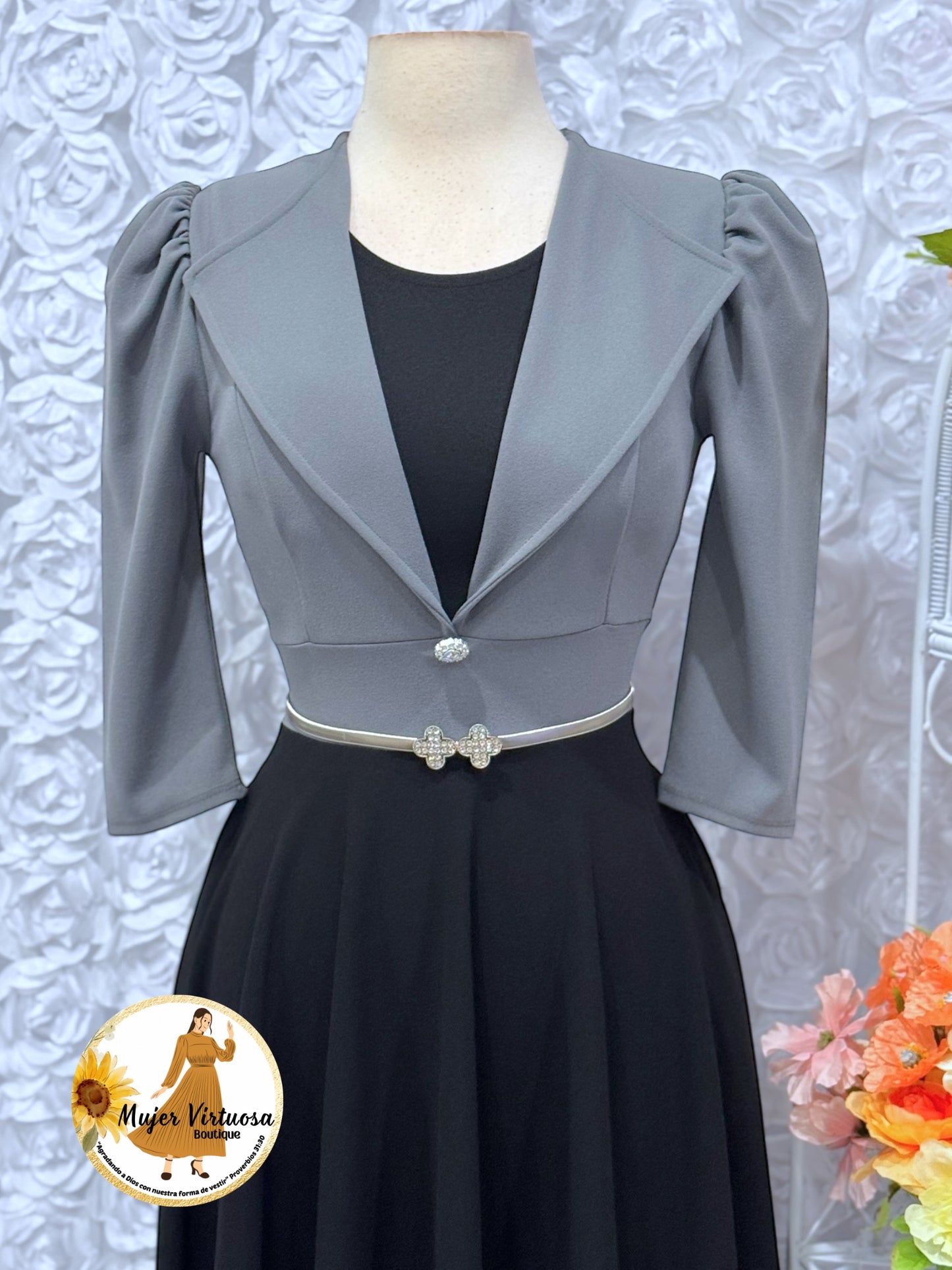 Astrid Grey & Black Blazer Dress