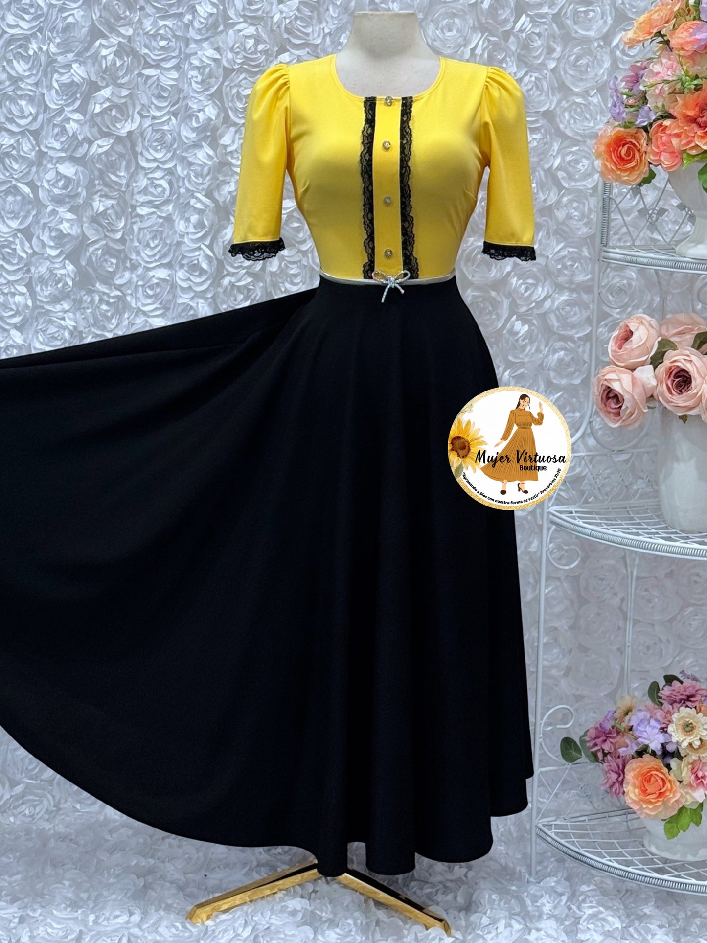 Eleanore Yellow/Black Dress