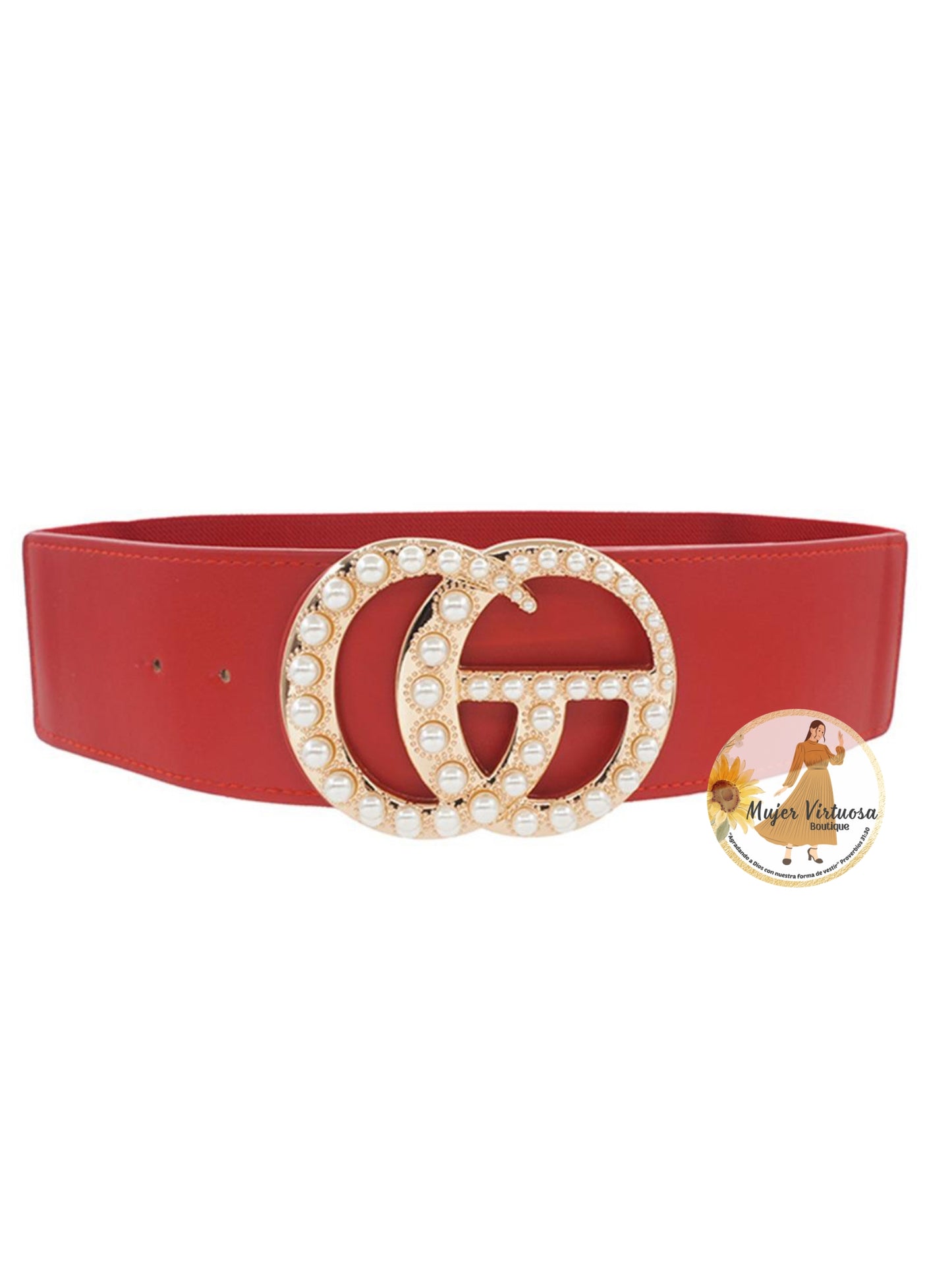 Cinto Color Rojo con perlas