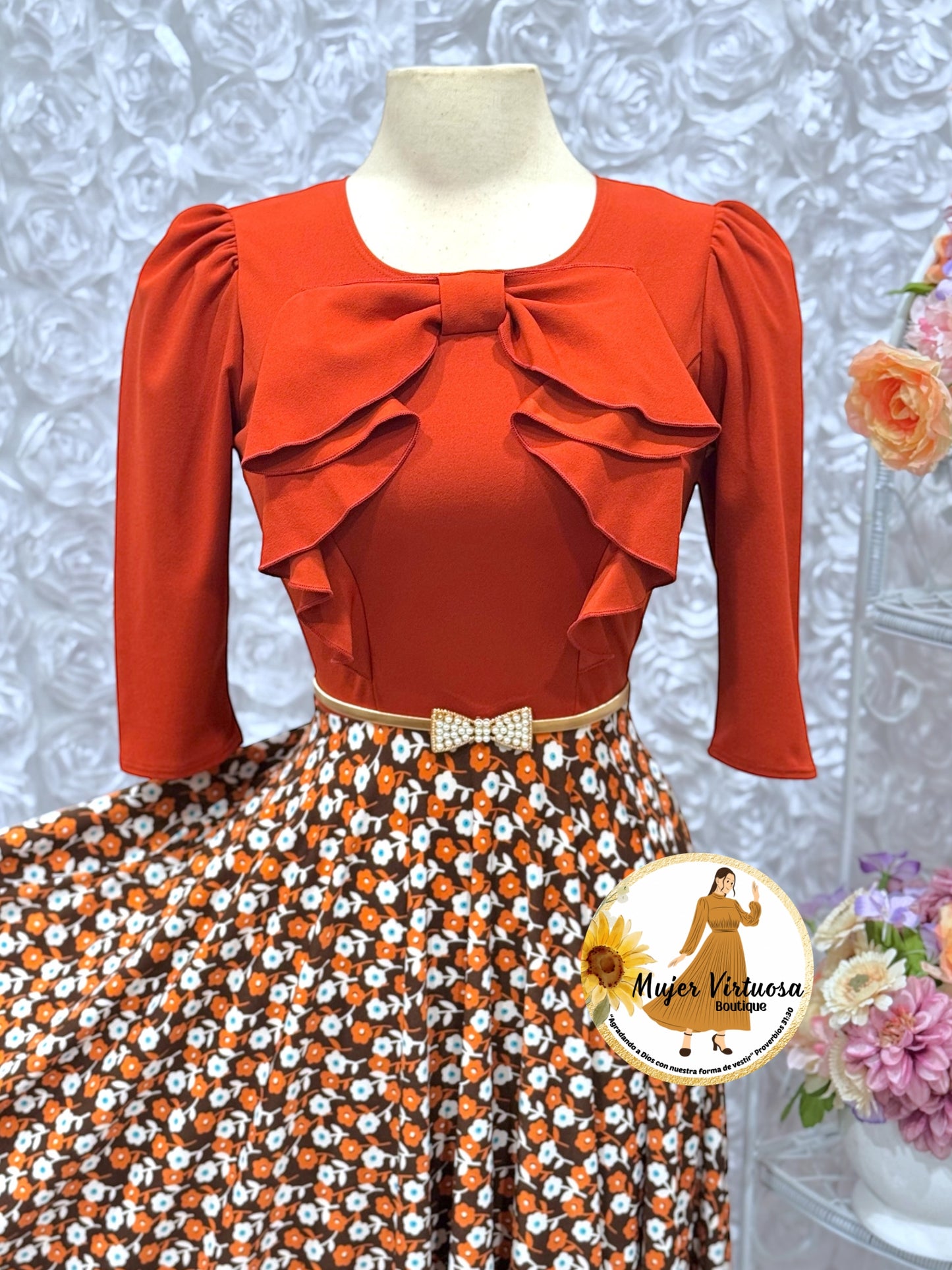 Alexa Rust Coquette Dress