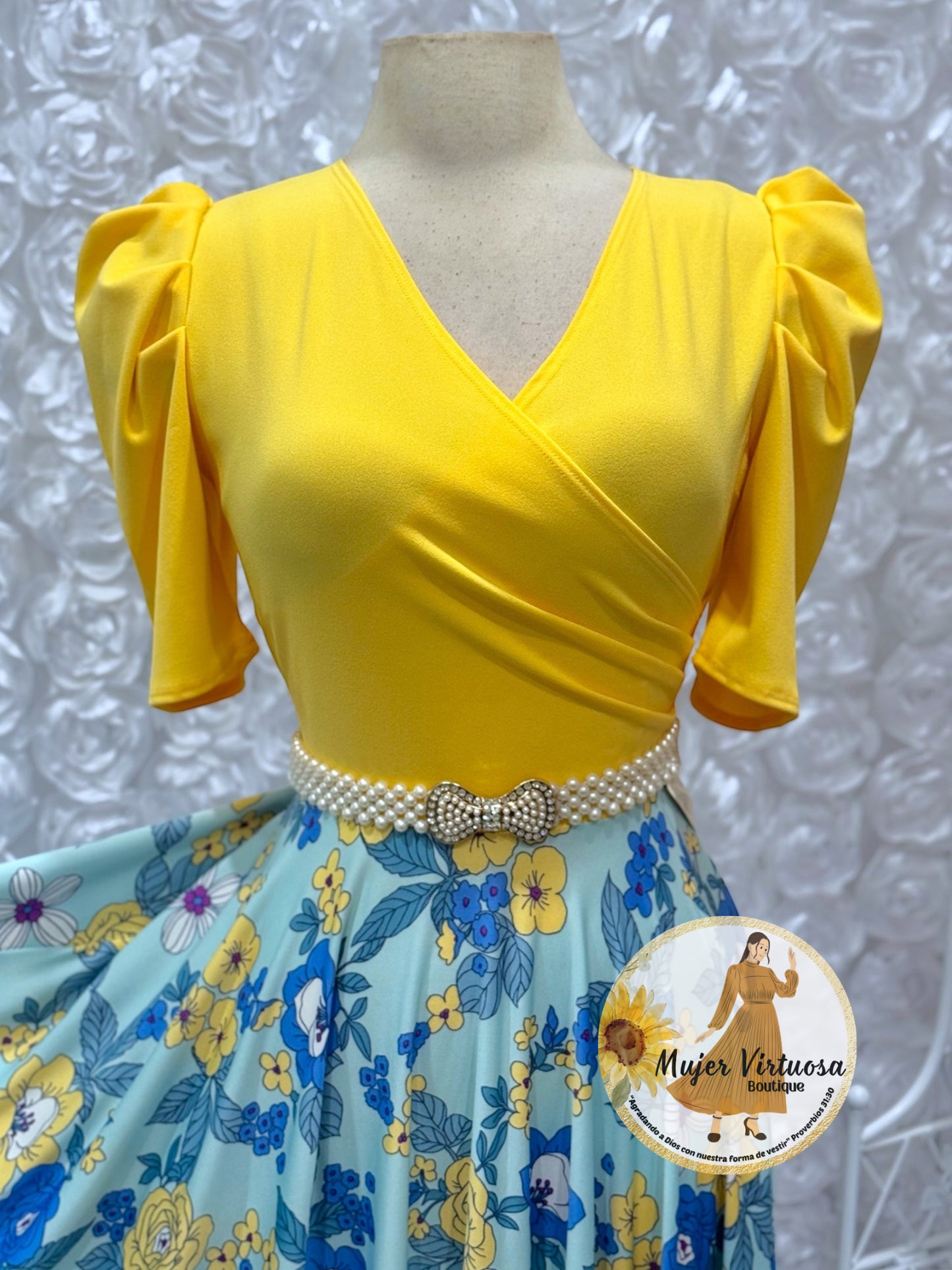 Suri Yellow/Blue Floral Dress