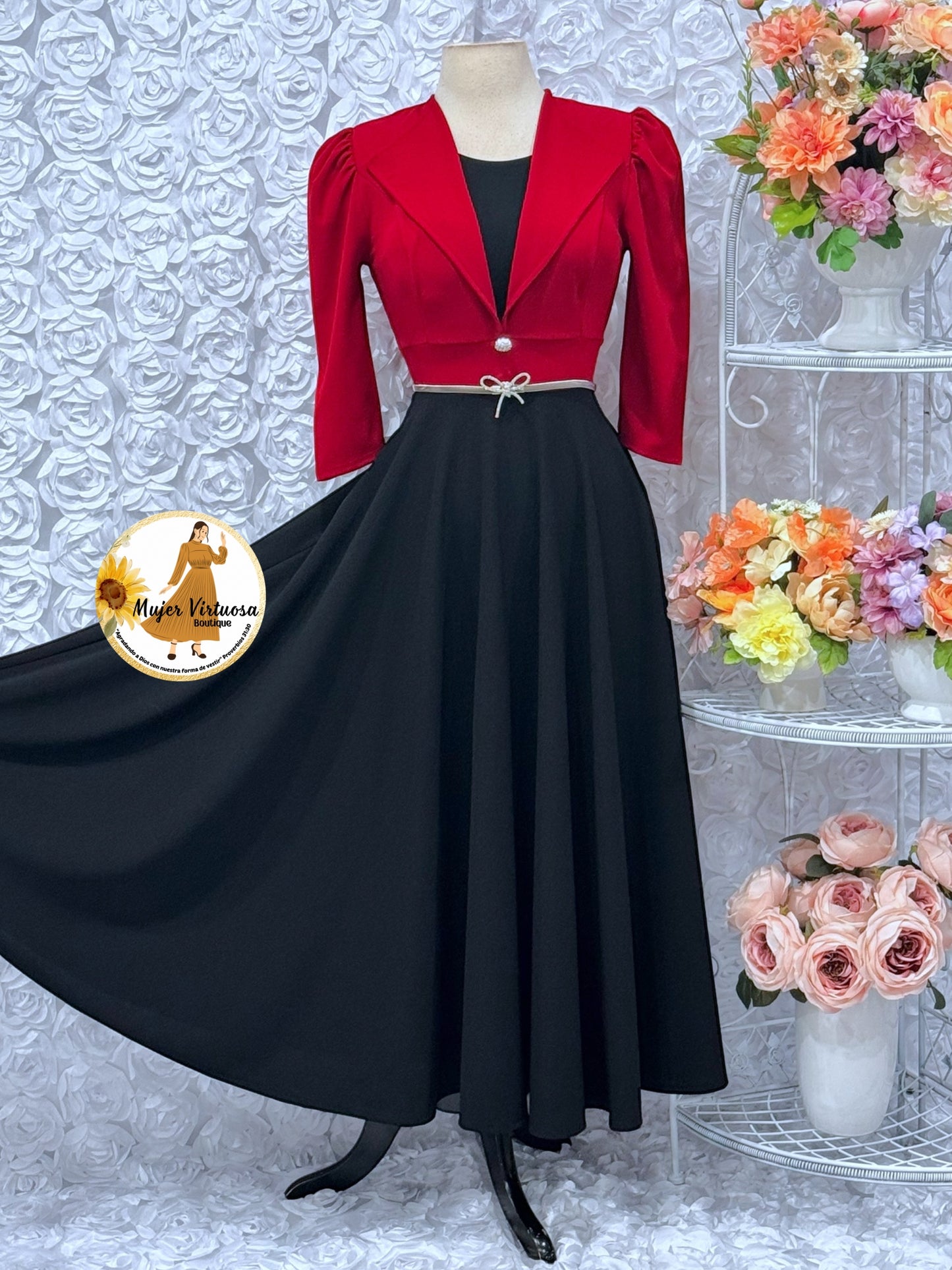 Astrid Red & Black Blazer Dress