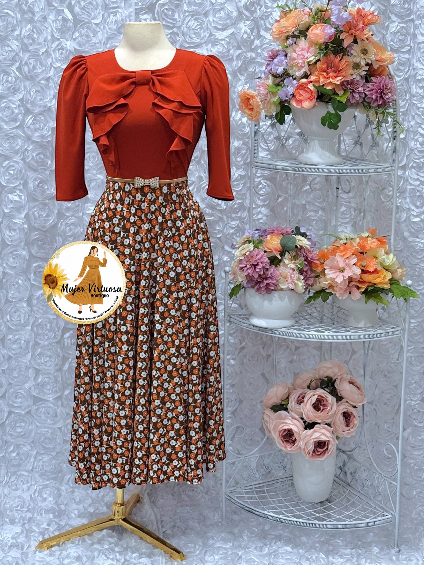 Alexa Rust Coquette Dress