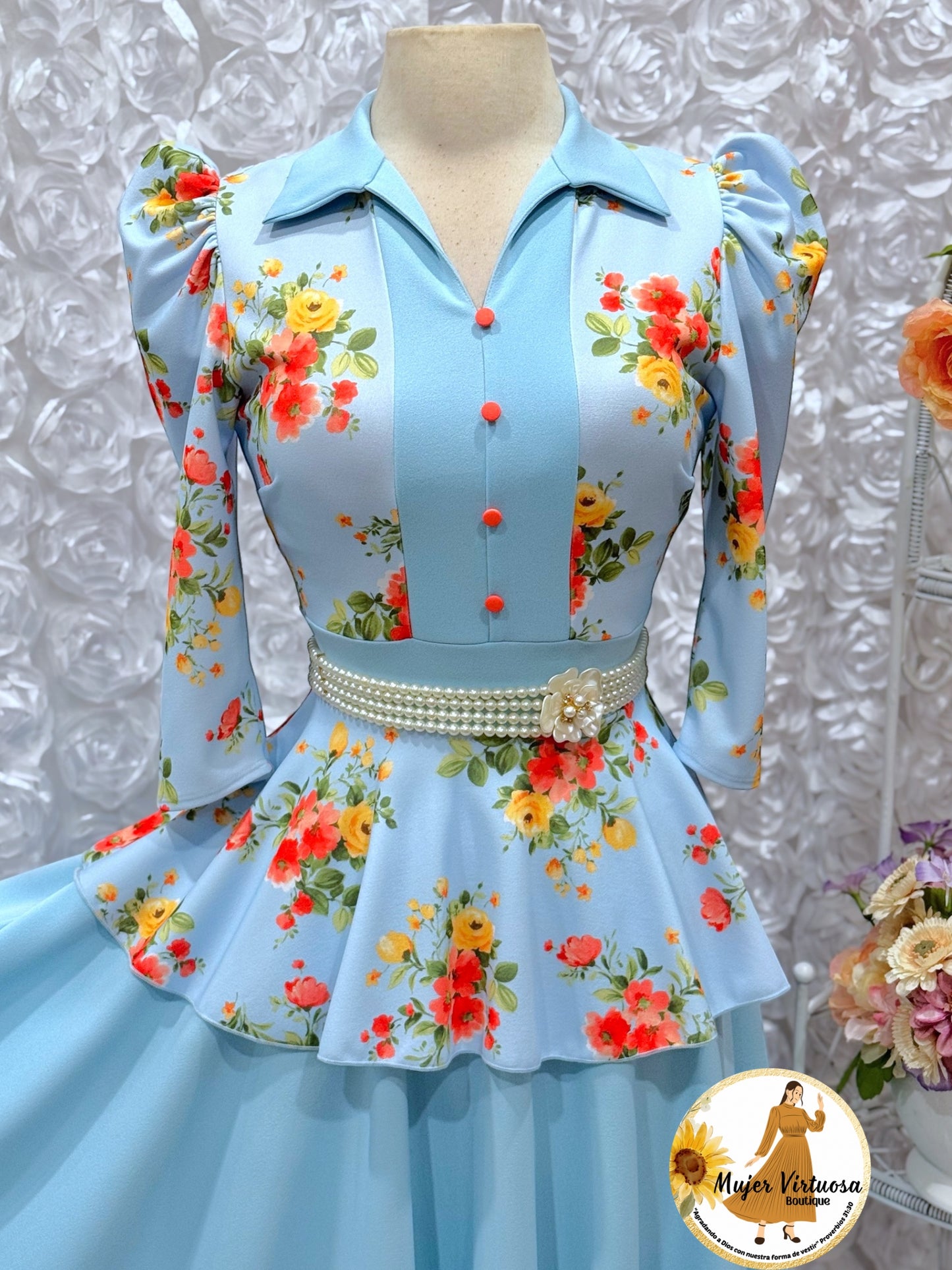 Analy Sky Blue Floral Dress