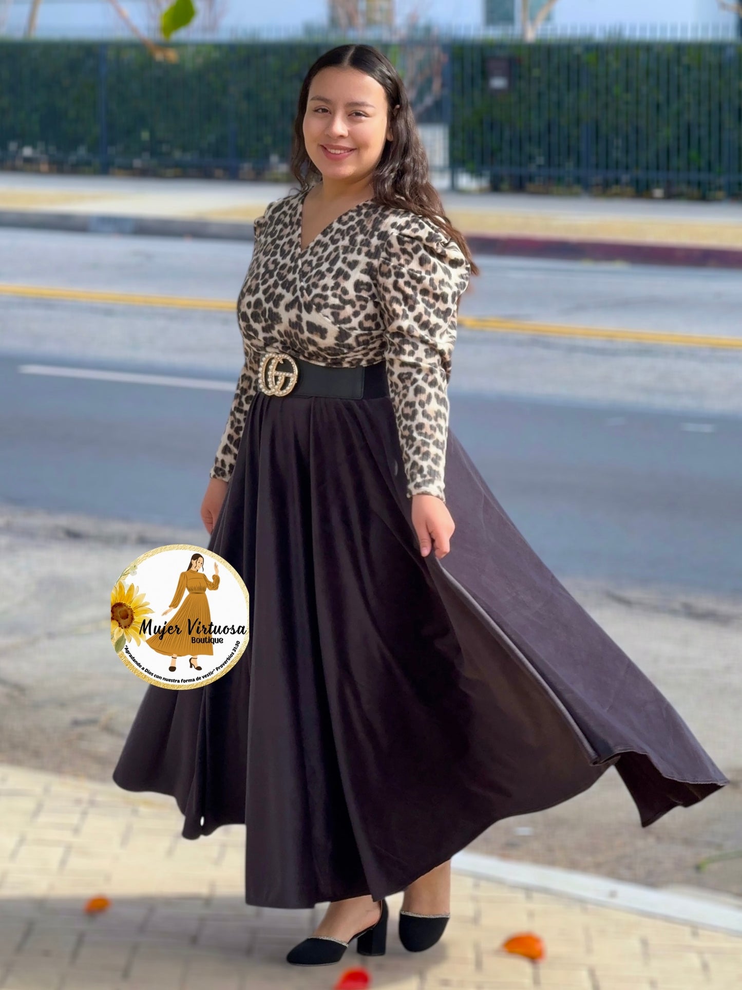 Larissa Animal Print & Black Dress