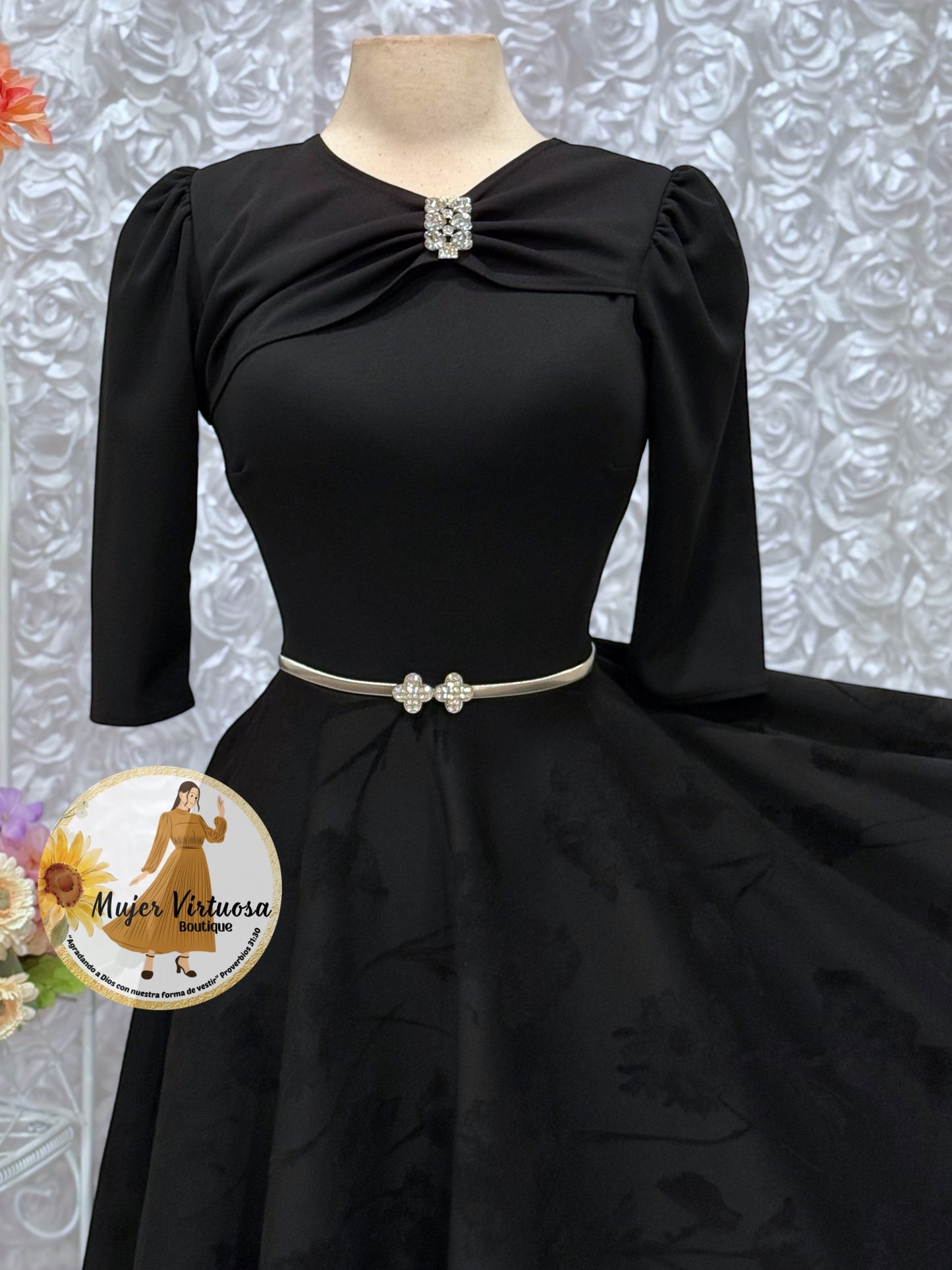 Rosalie Black Floral Dress
