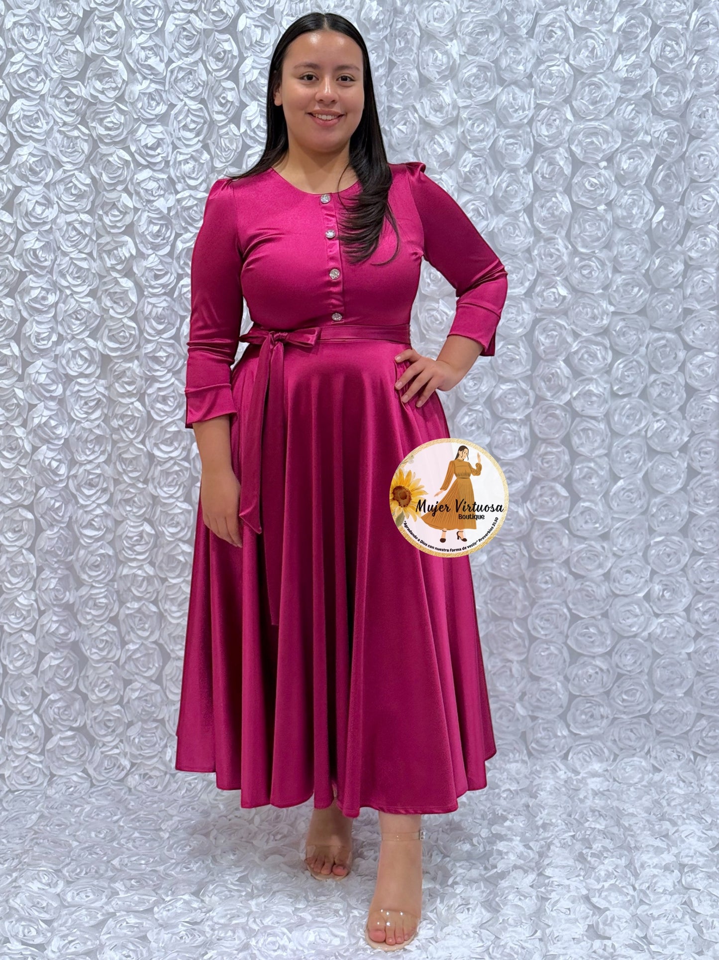 Magenta Satin Dress