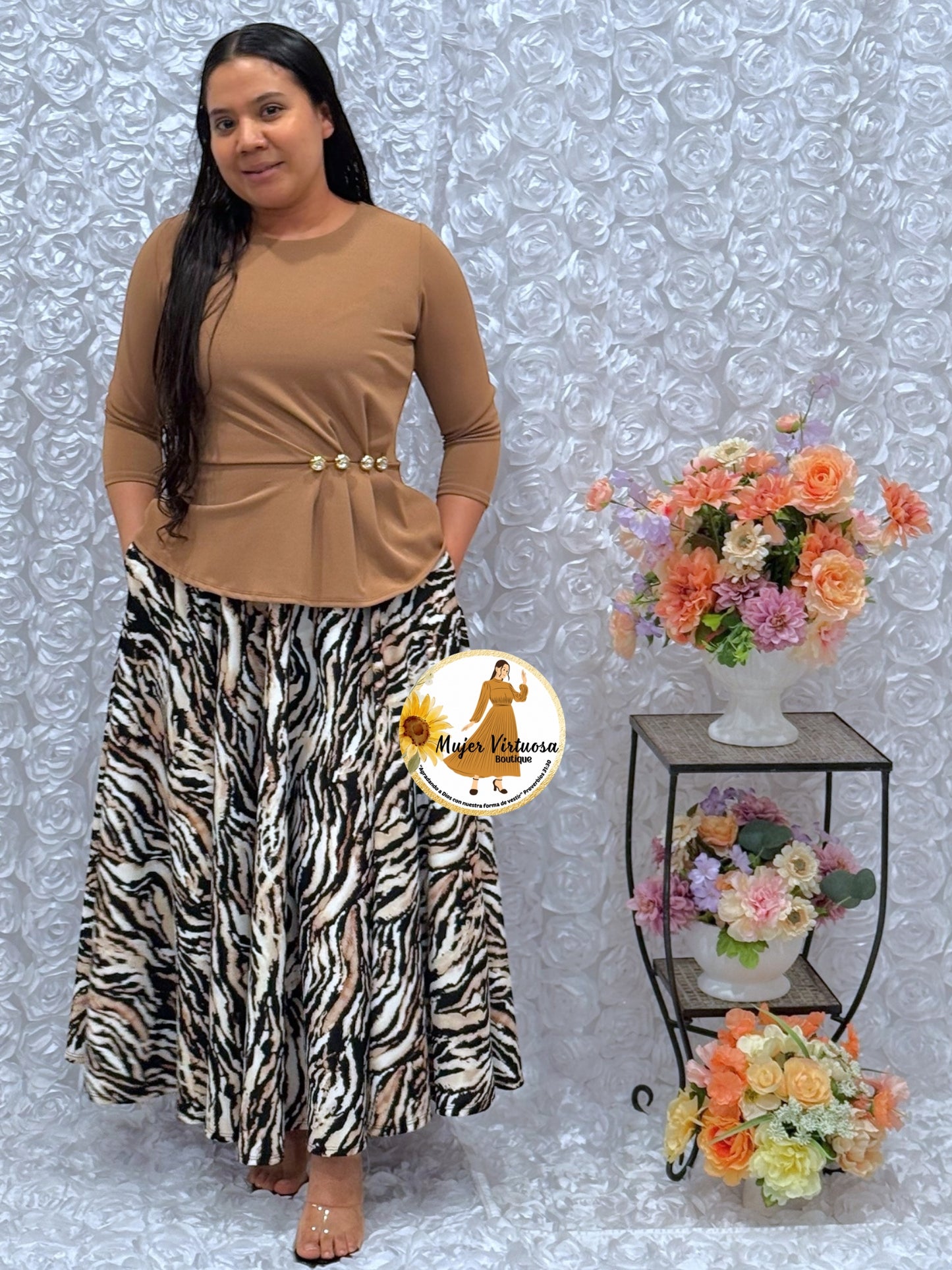 Betty Caramel/Animal Print Dress