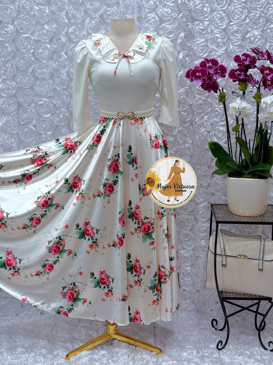 Francesca Ivory Roses Dress