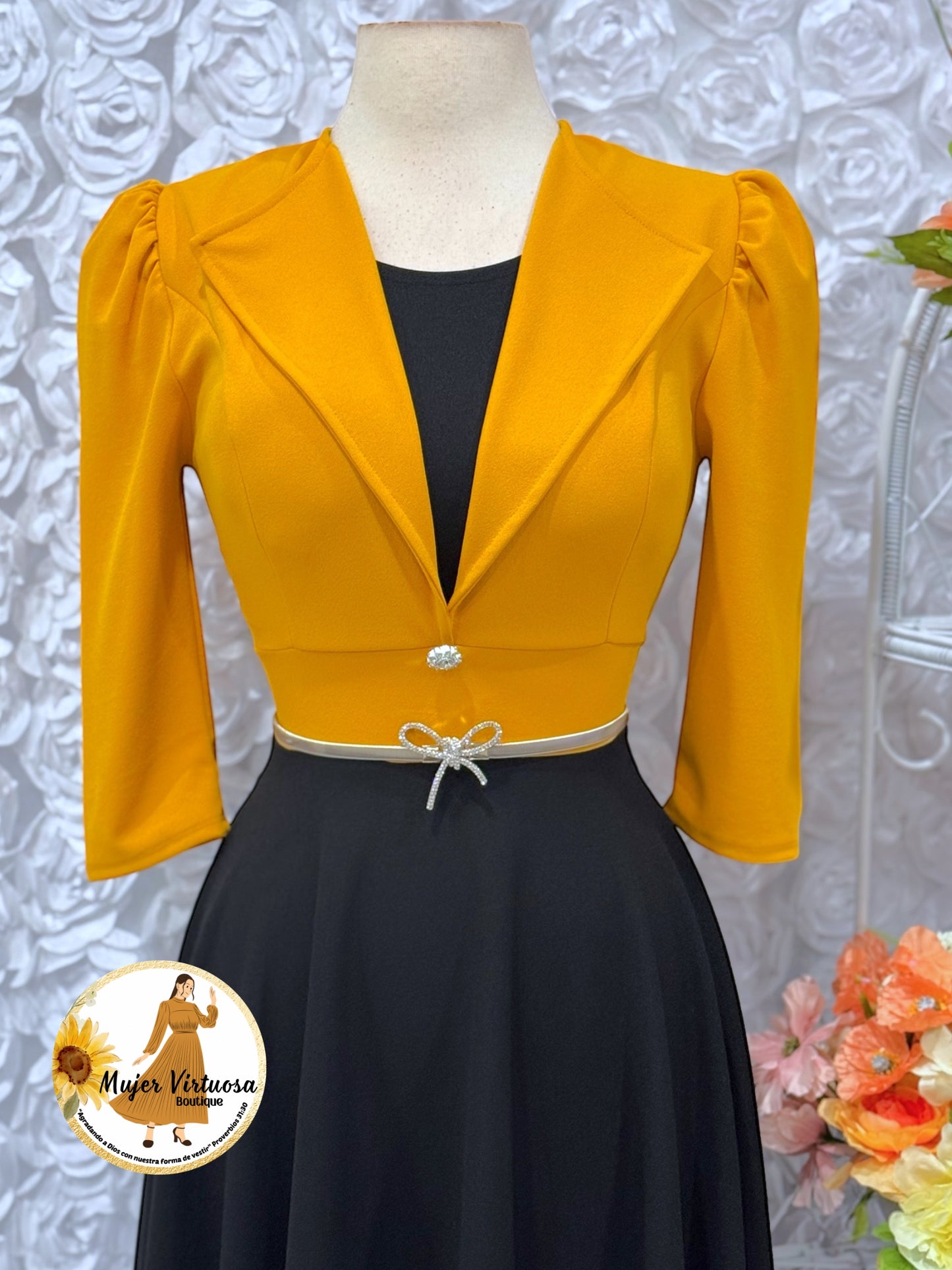 Astrid Mustard & Black Blazer Dress