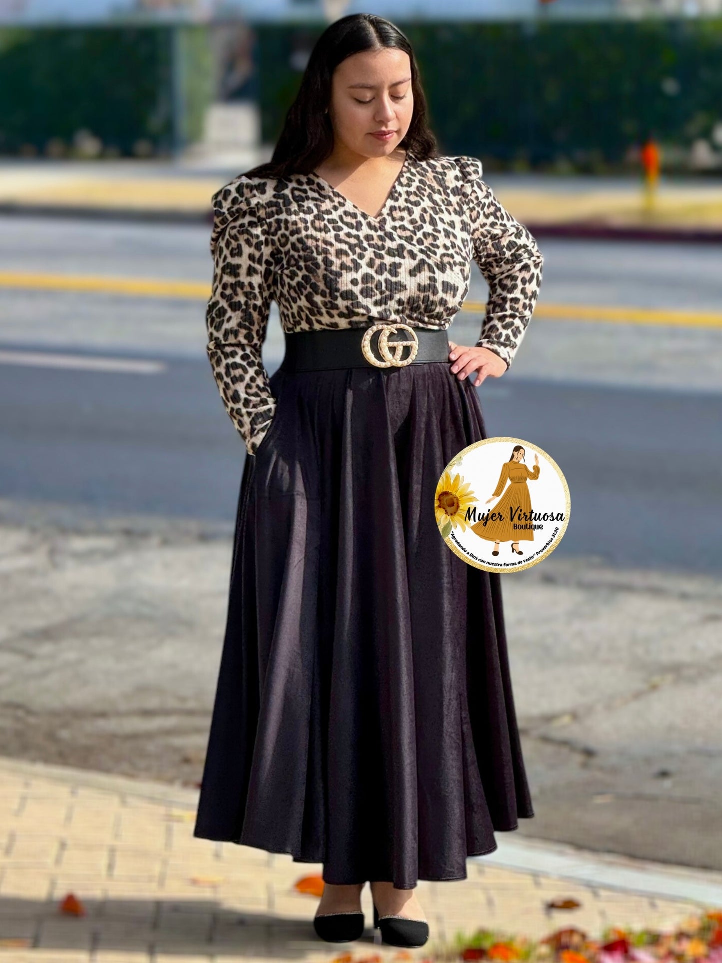Larissa Animal Print & Black Dress