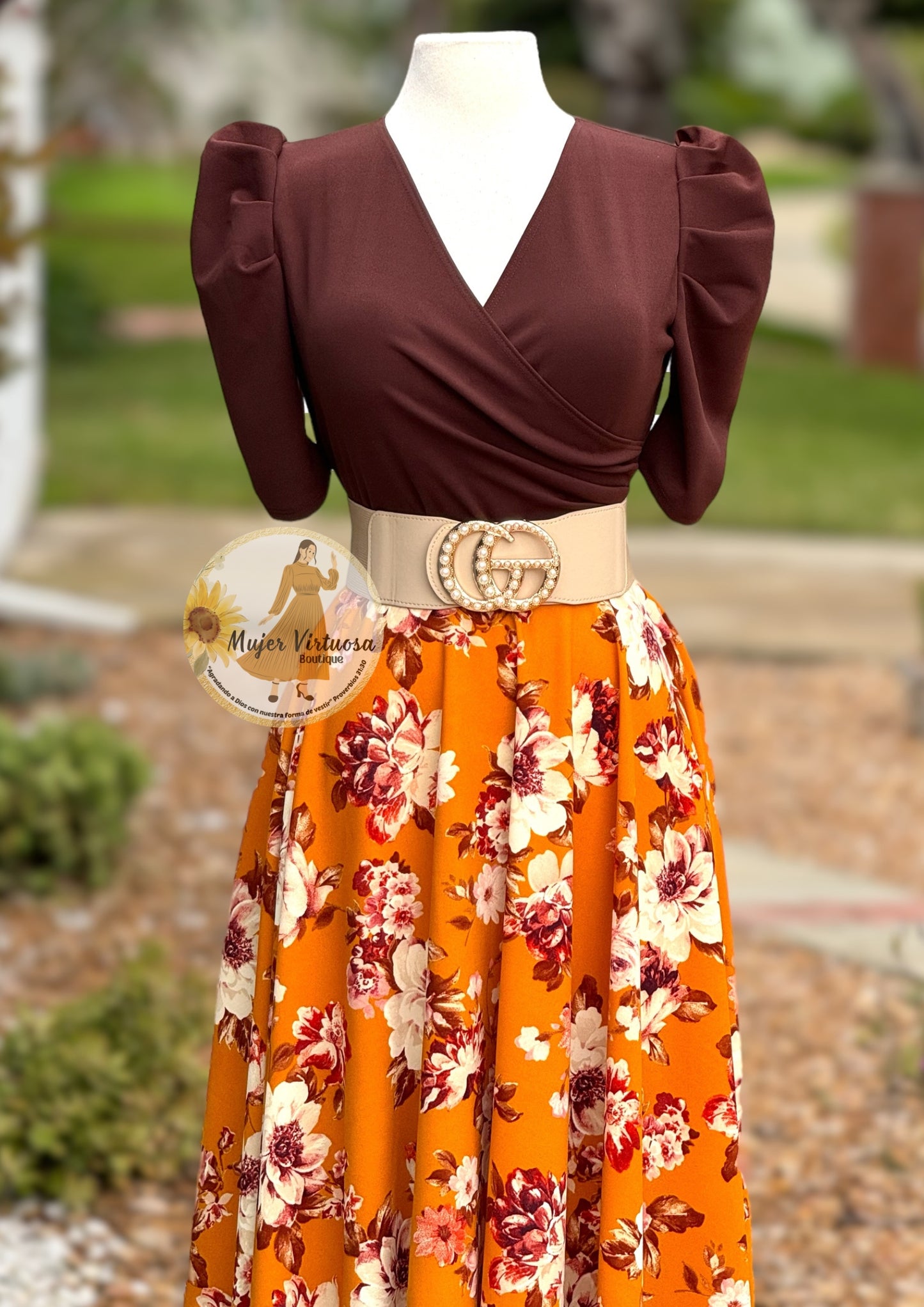 Susan Brown & Mustard Floral Dress