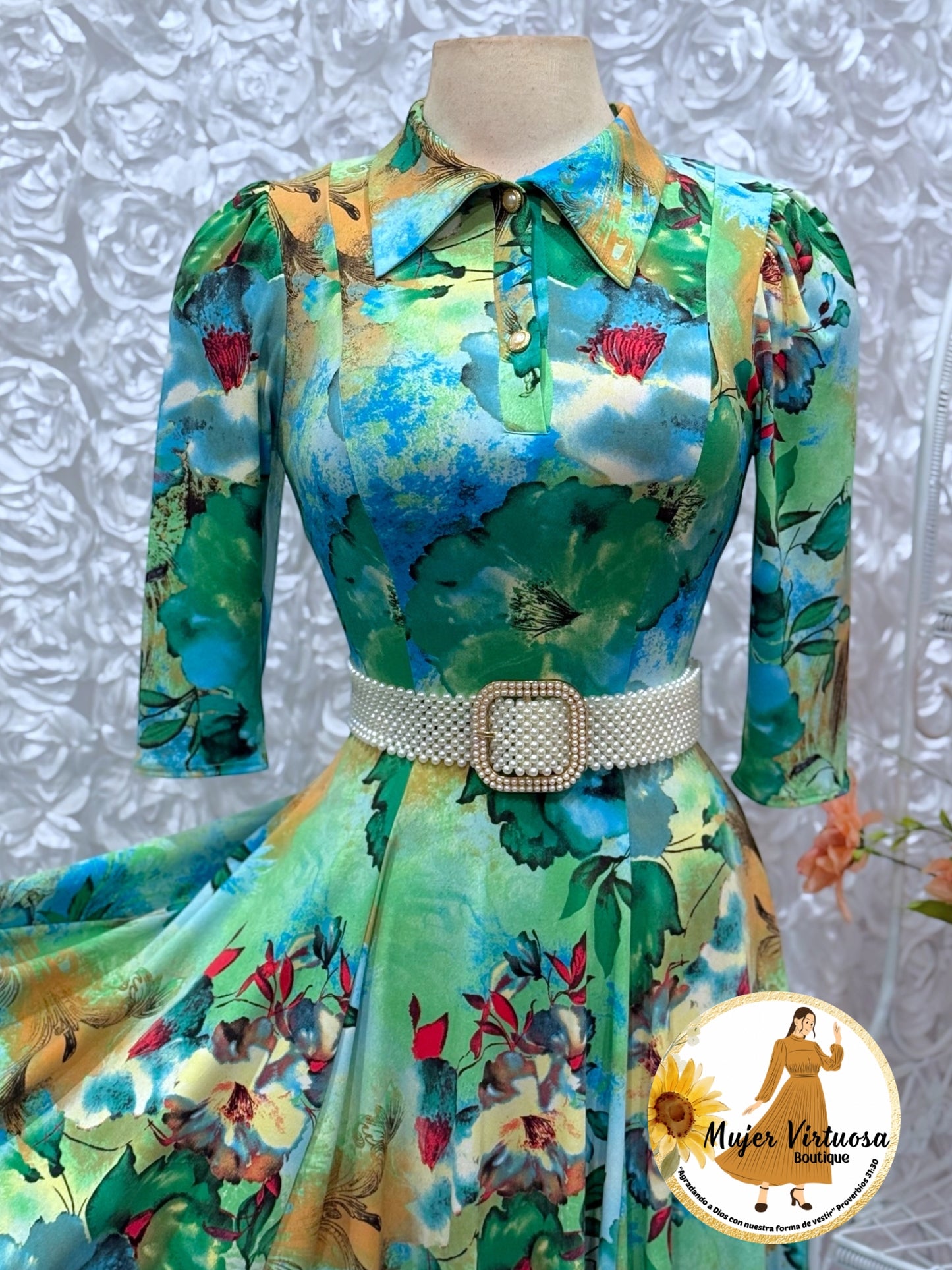 Minerva Green Floral Dress