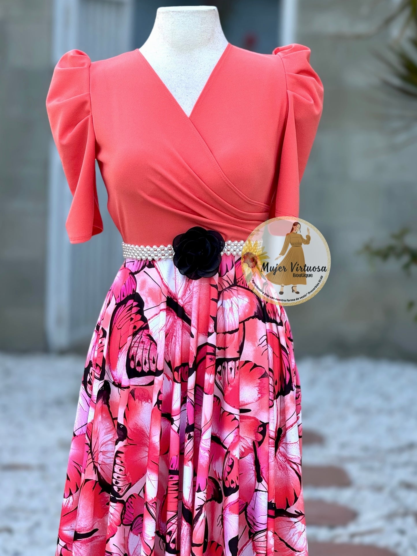 Susan Coral Butterfly Dress