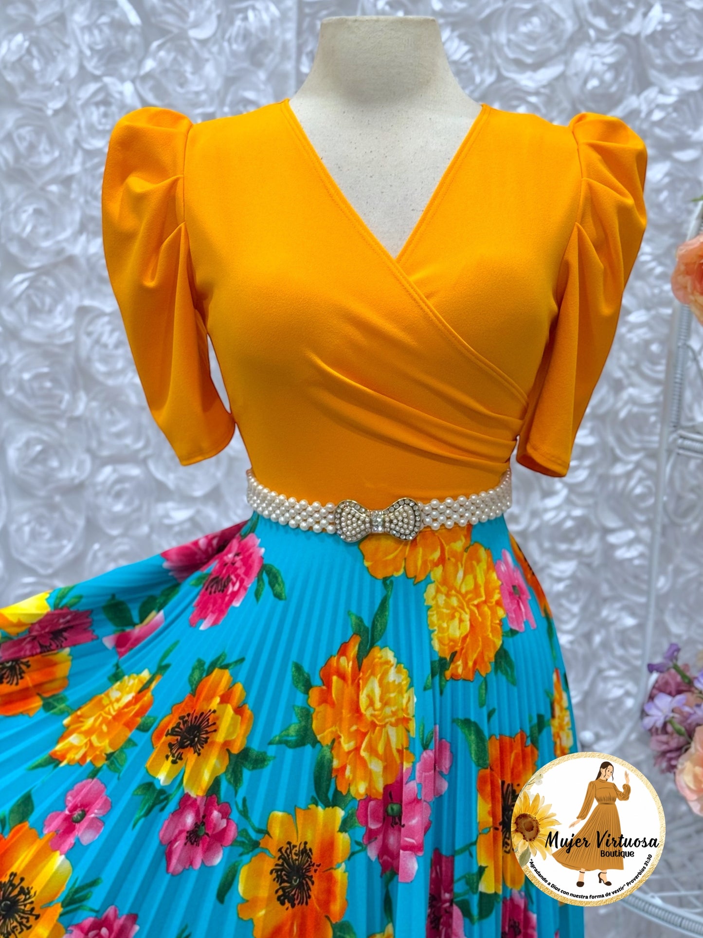 Jessica Mango/Aqua Floral Dress