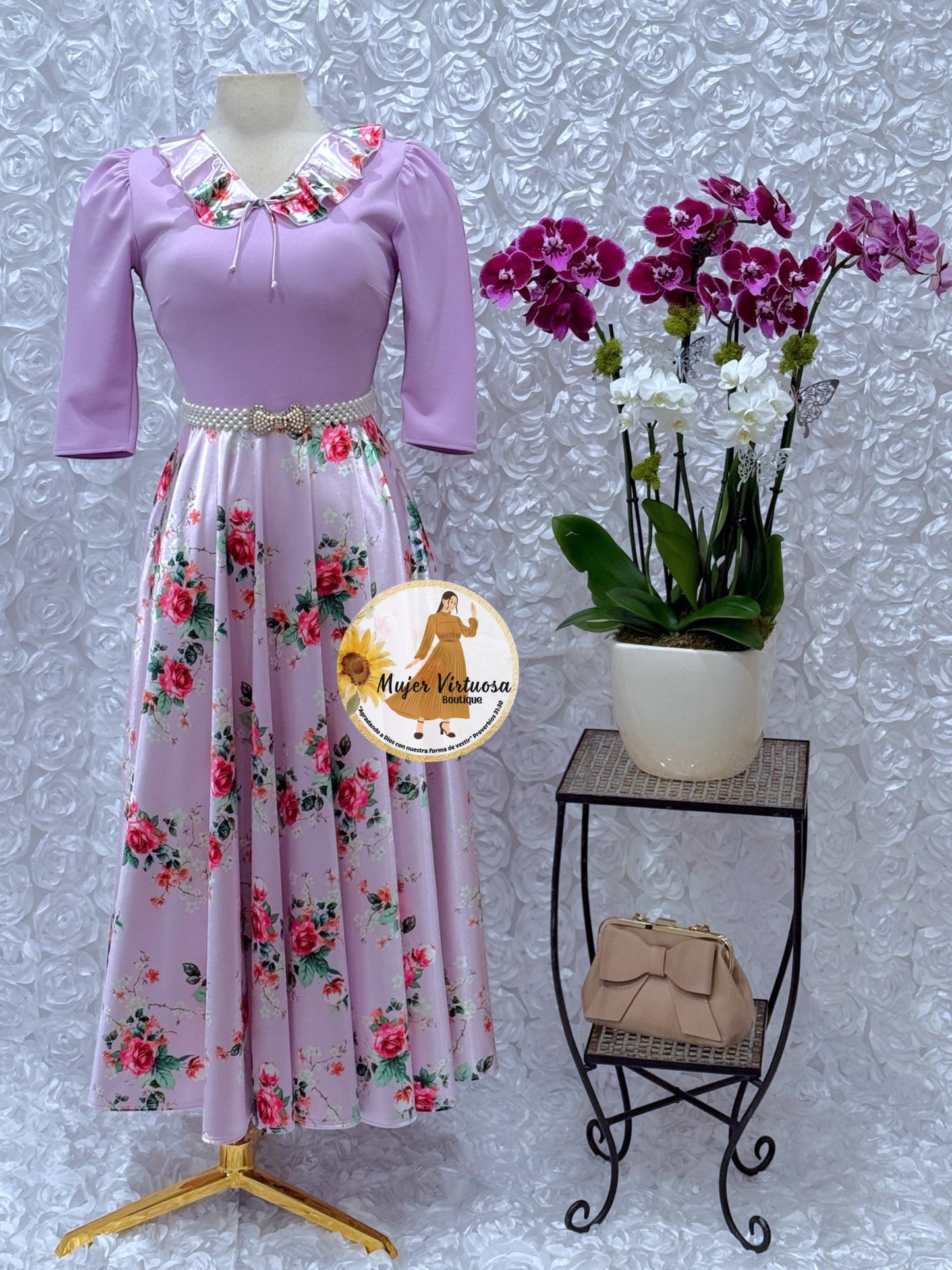 Francesca Lilac Roses Dress