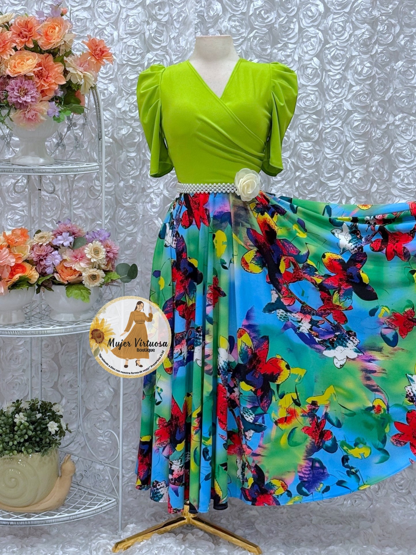 Suri Green Colorful Dress