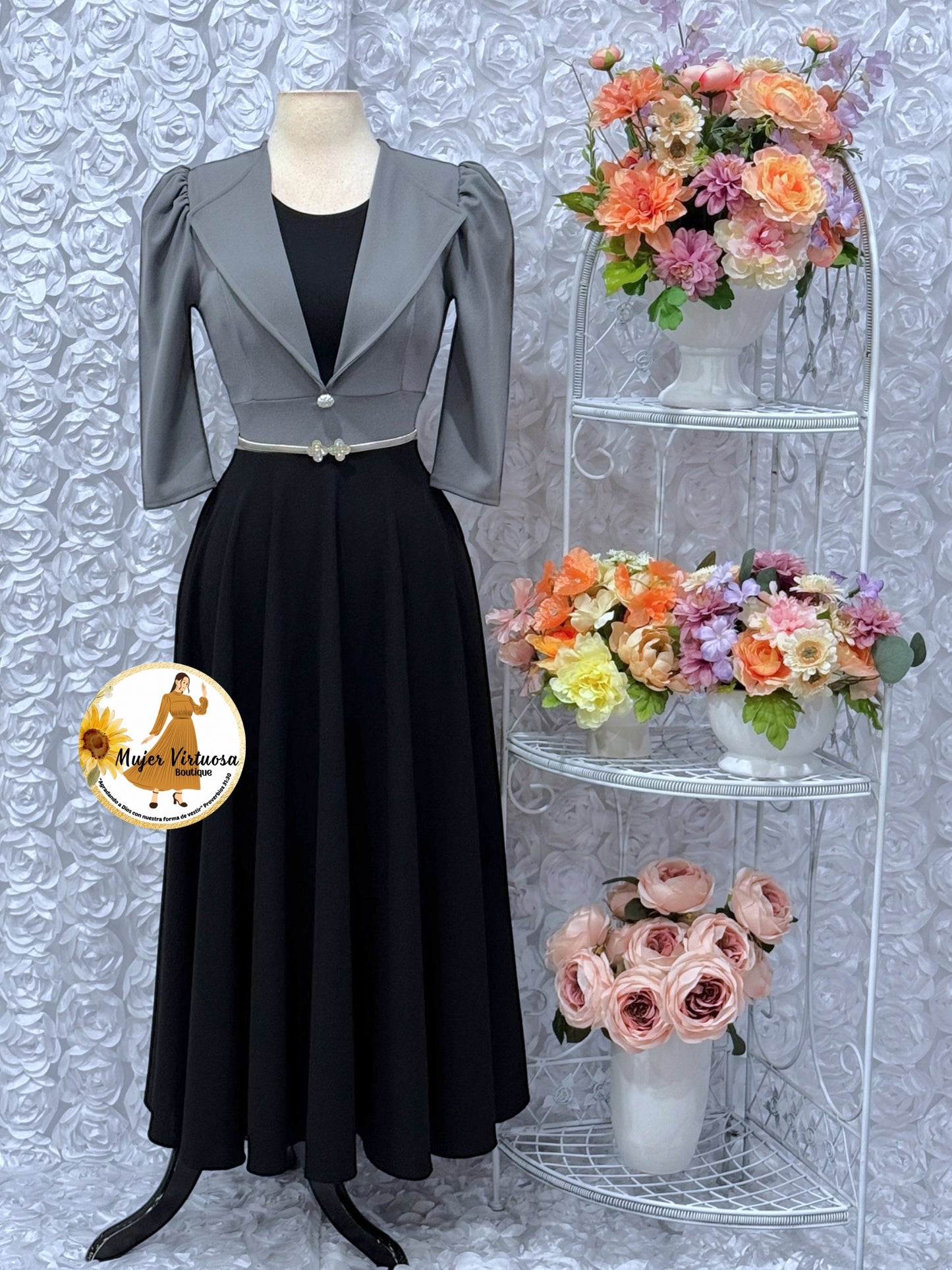 Astrid Grey & Black Blazer Dress