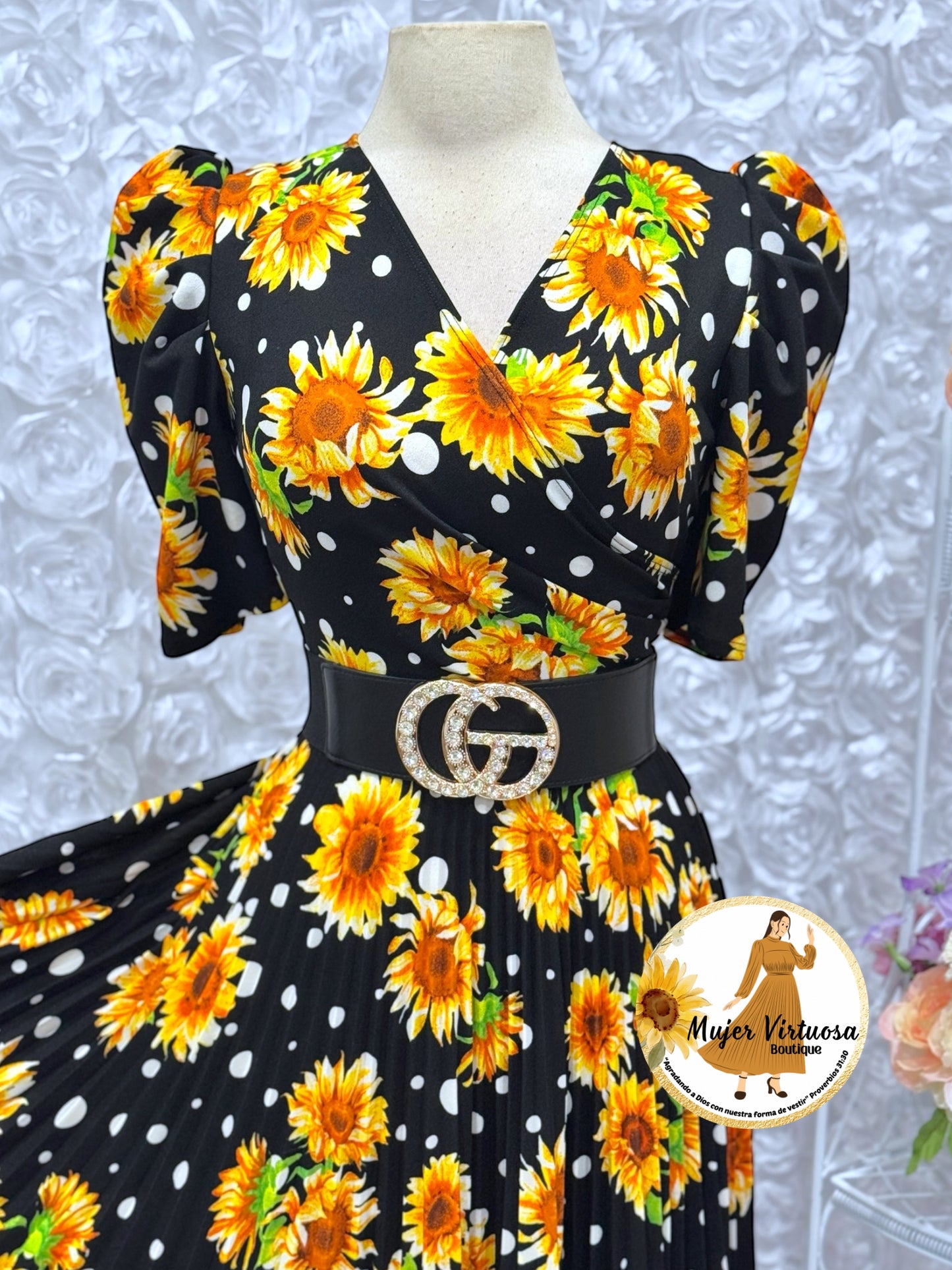 Jessica All Black Sunflowers Dress
