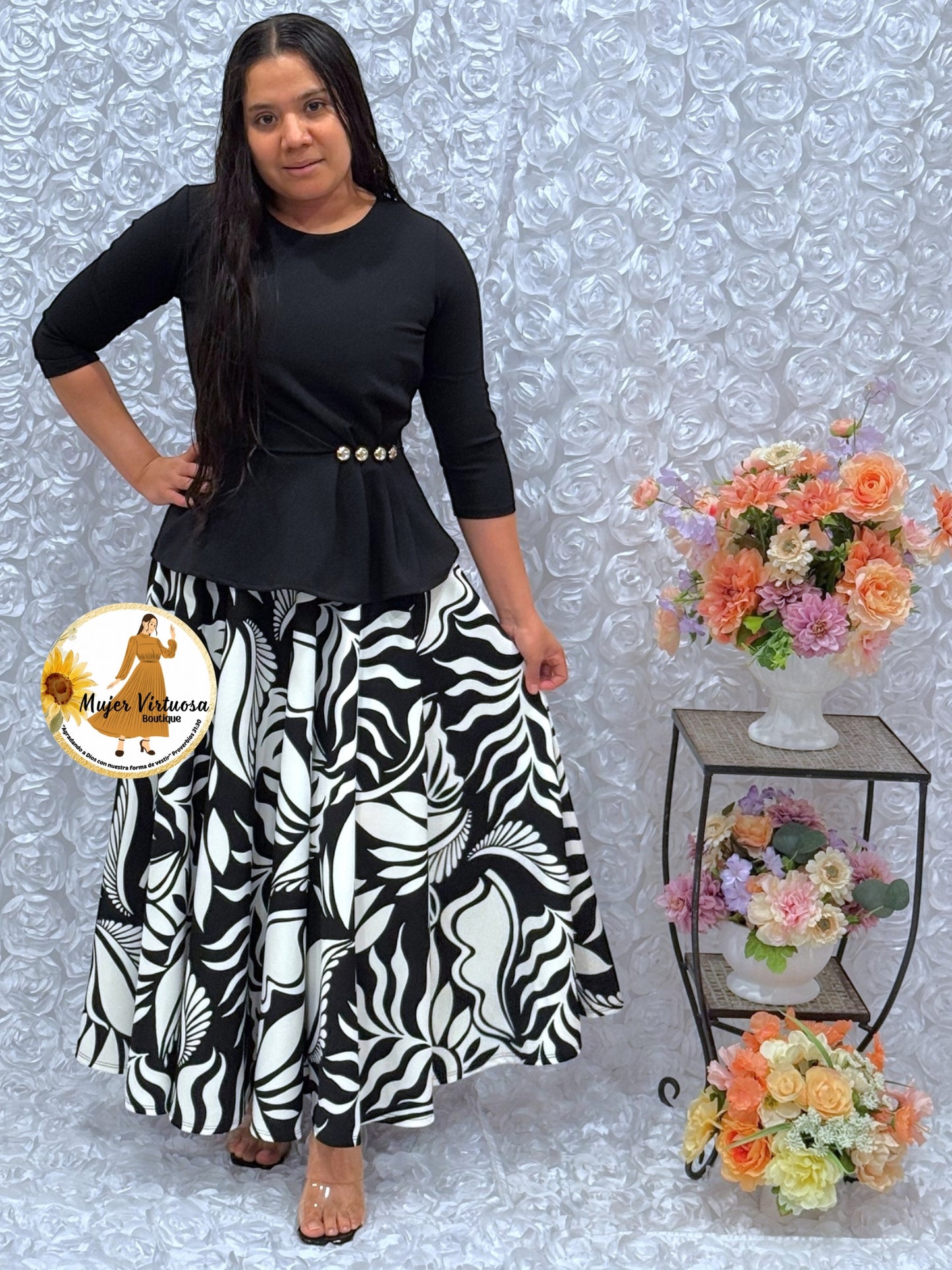 Betty Black/Abstract Print Dress