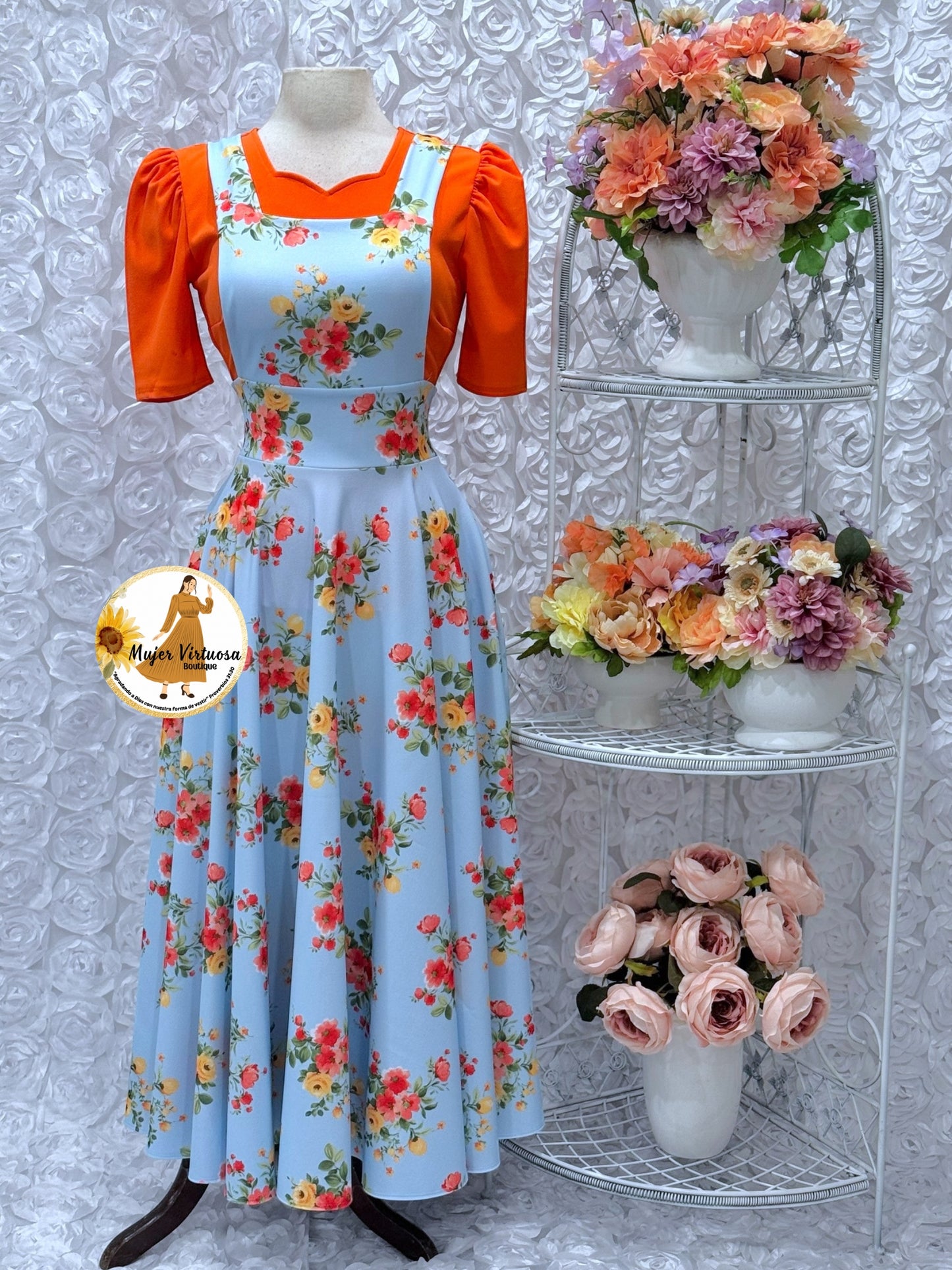 Angie Sky Blue Floral Overall