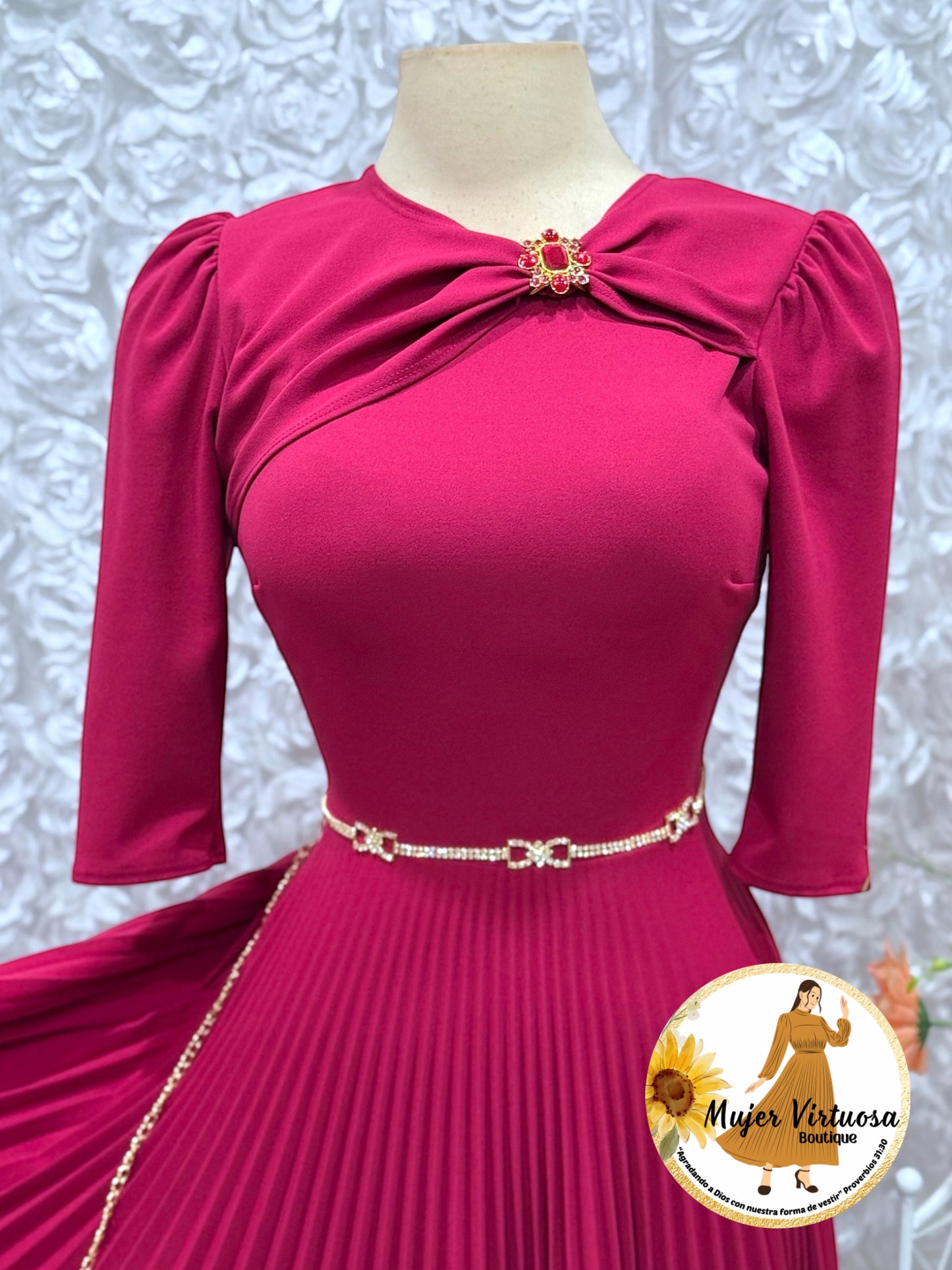Rosalie Magenta Pleated Dress
