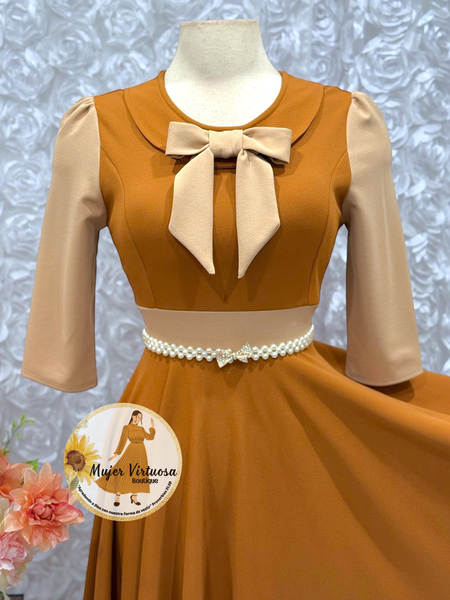 Agatha Camel/Mocha Sailor Dress