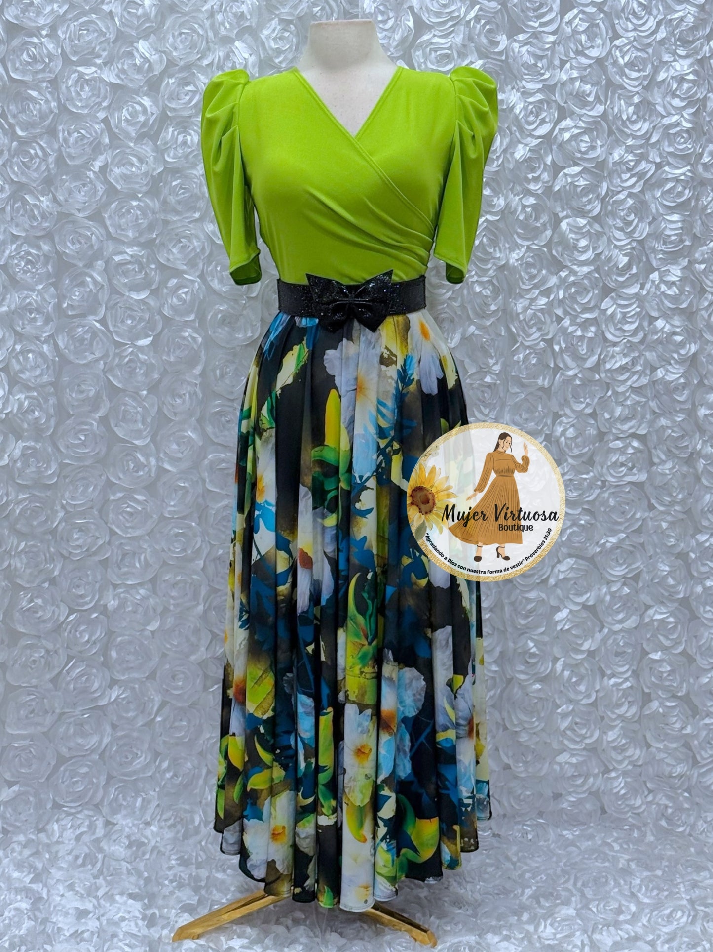 Suri Lime Green Floral Dress