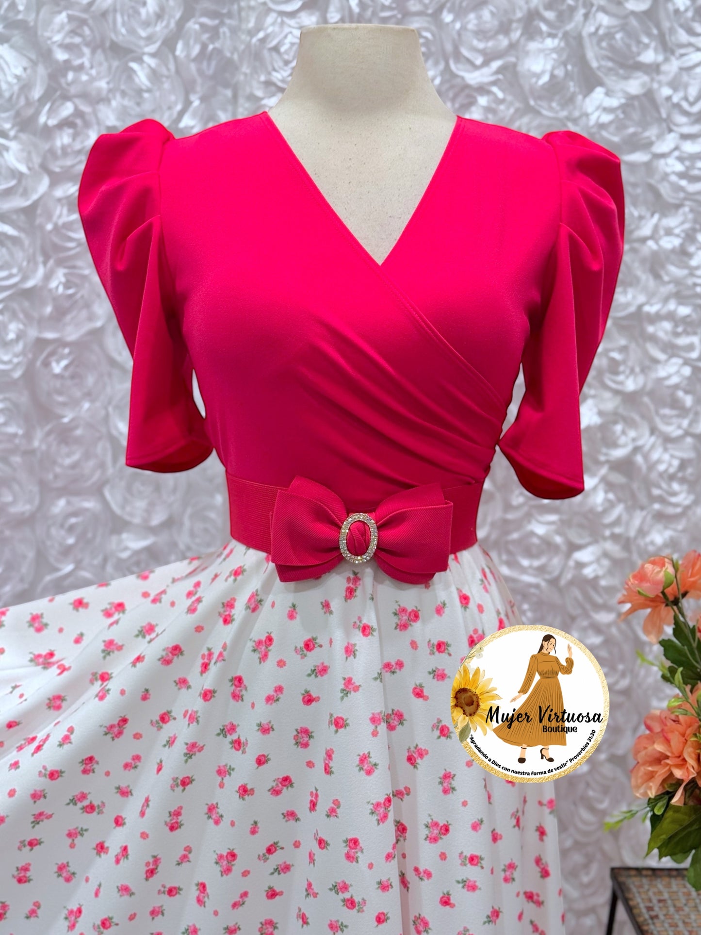Susan Fucsia/White Floral Dress