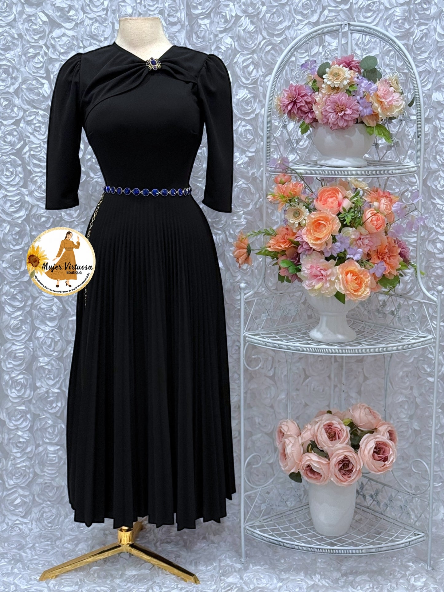 Rosalie Black Pleated Dress