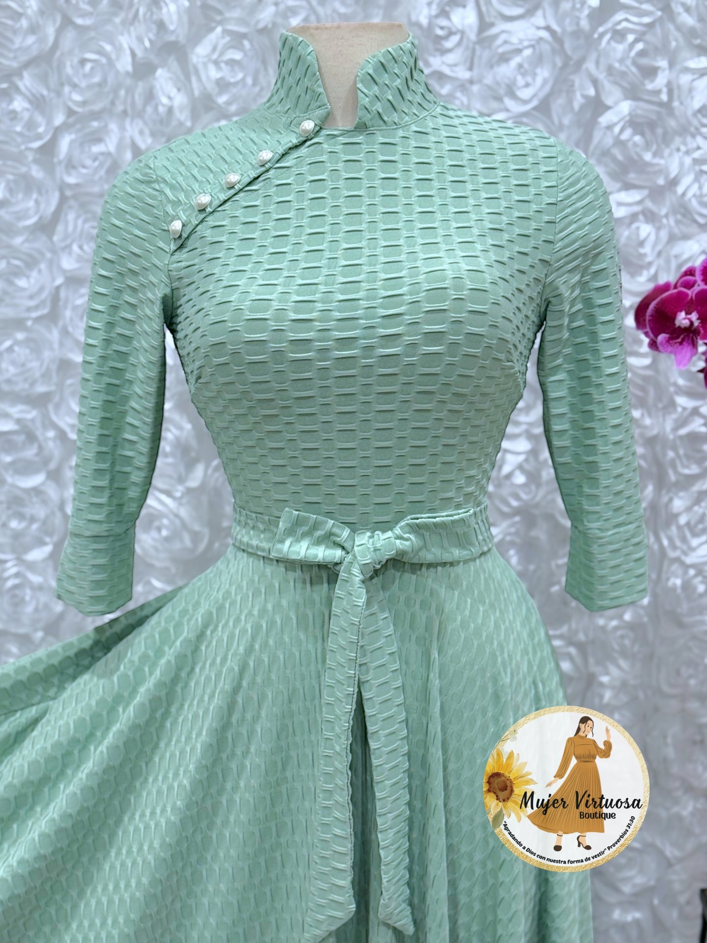 Sage Chinese Style Dress