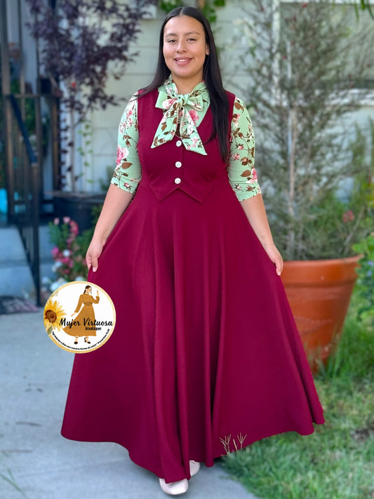 Sara Burgundy Vest Overall