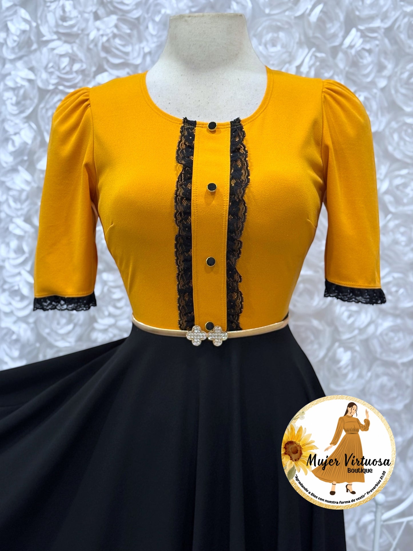 Eleanore Mustard/Black Dress