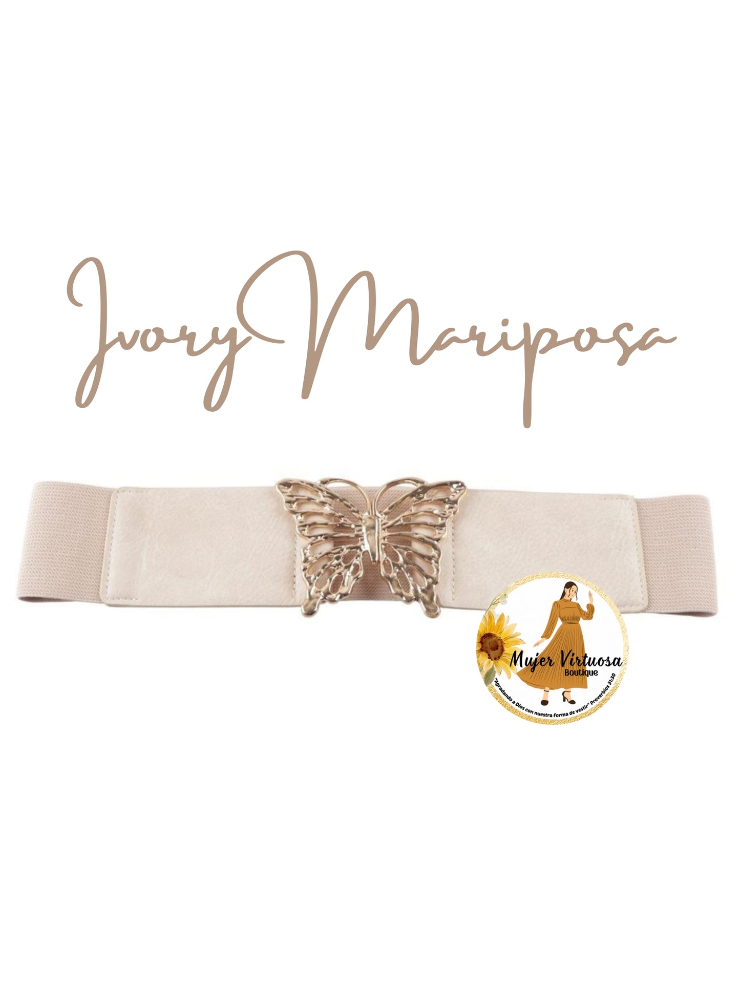 Butterfly Ivory Elastic Belt