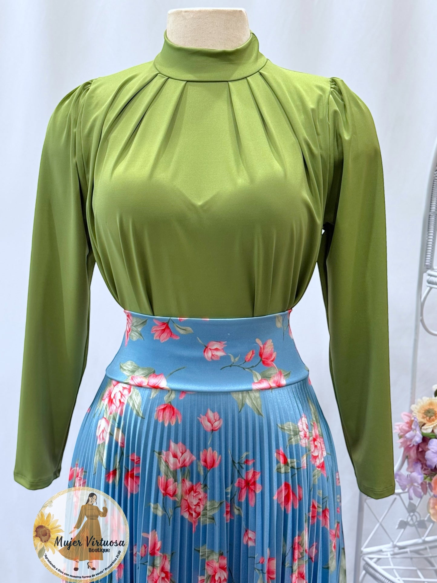High Neck Olive Green Top