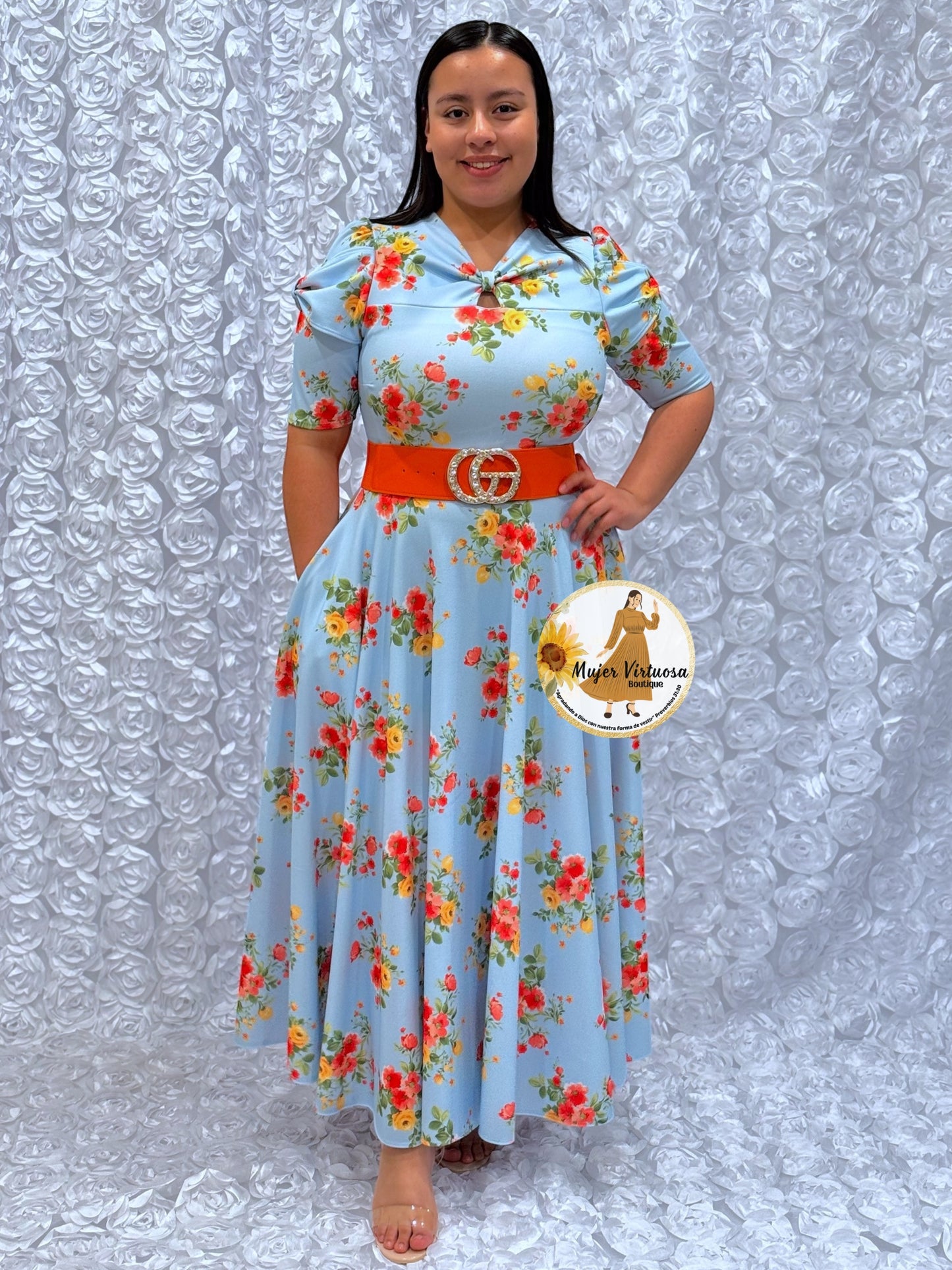 Bianca Baby Blue Floral Dress