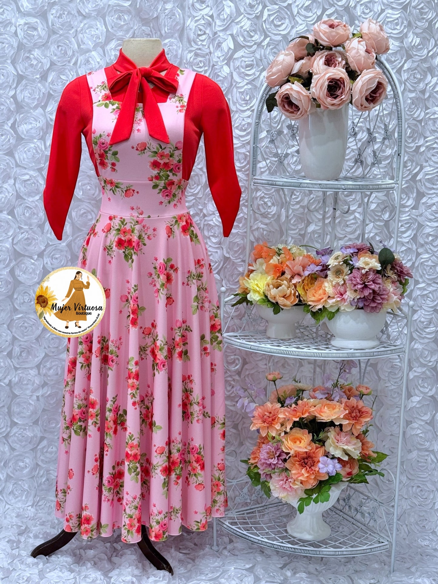 Angie Pink Floral Overall