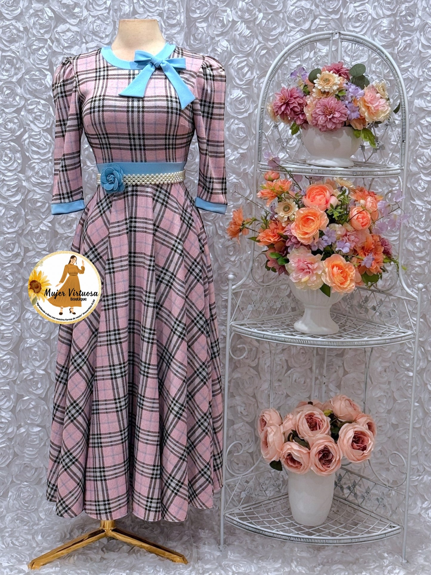 Juliette Pink/Blue Plaid Dress