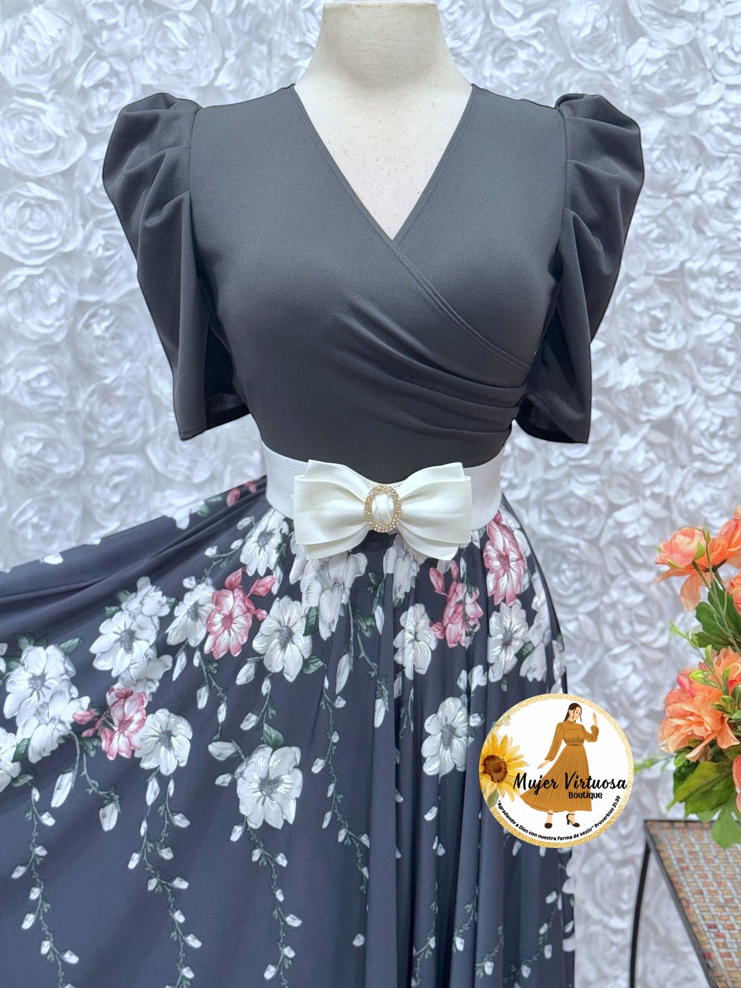 Suri Grey Floral Dress