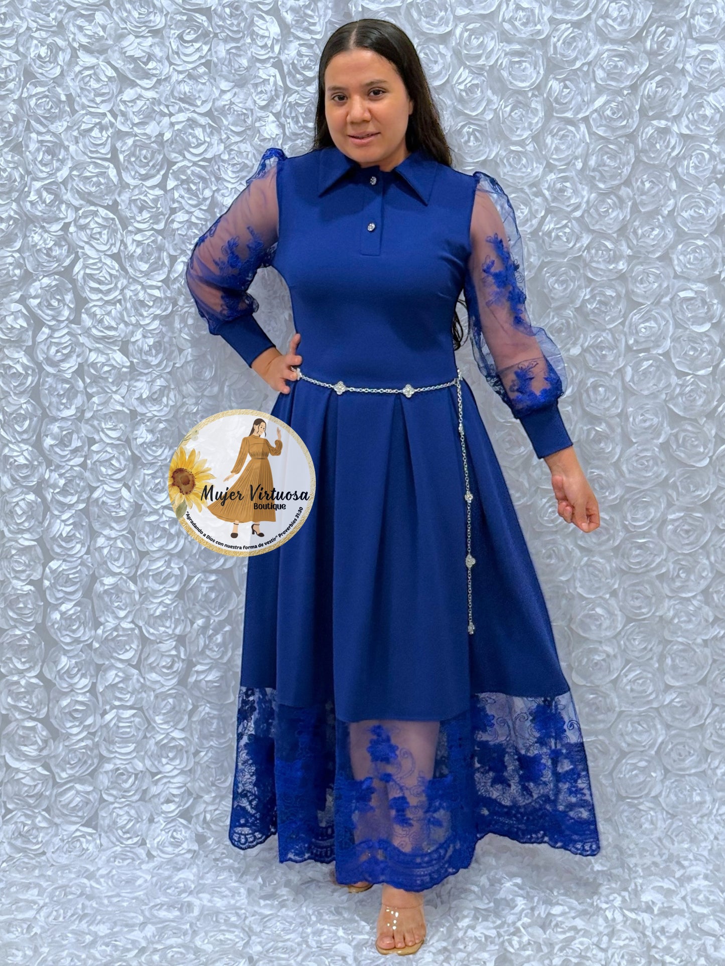 Belinda Royal Blue Pleated Dress