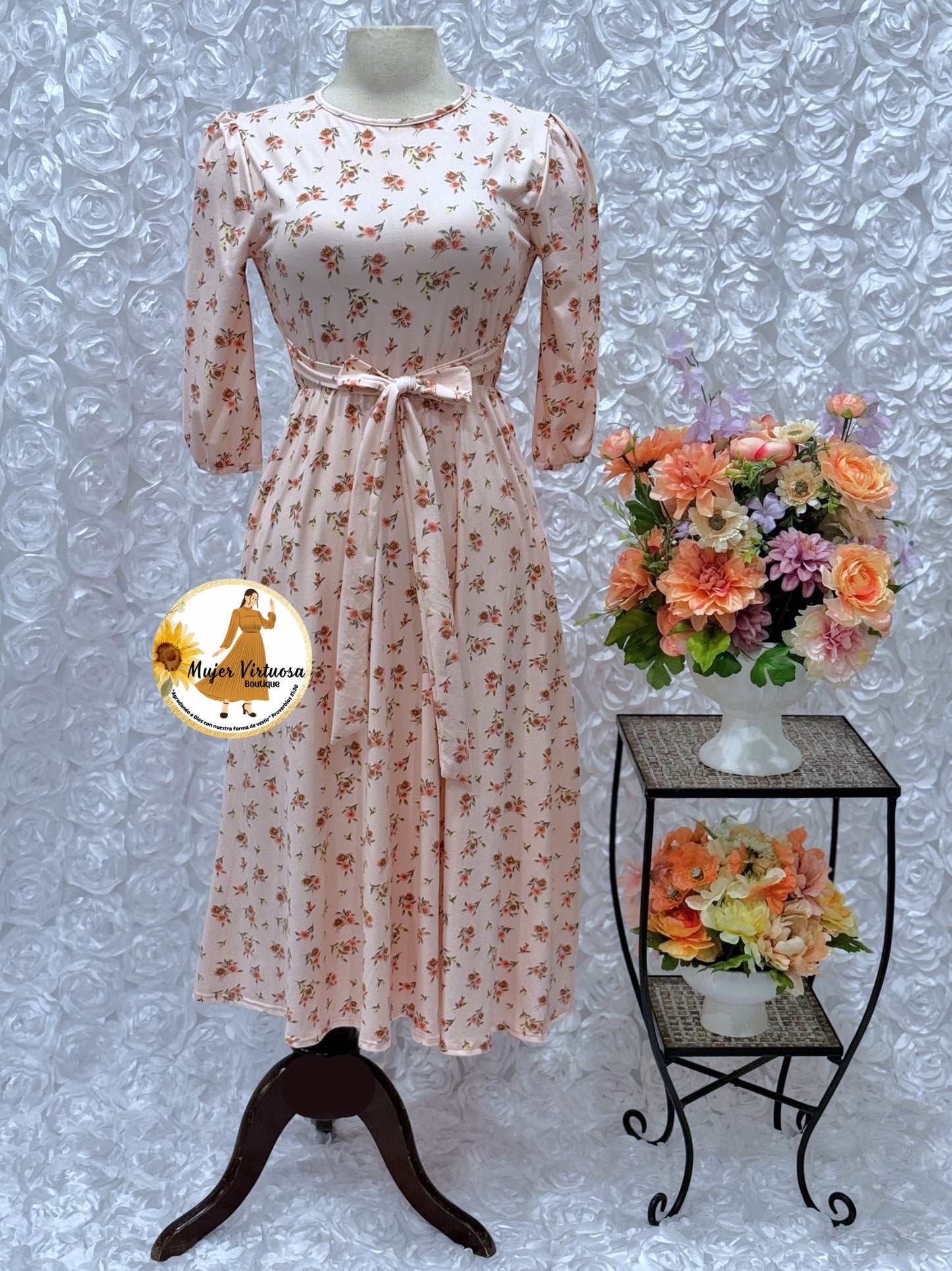 Adele Pink Floral Midi Dress