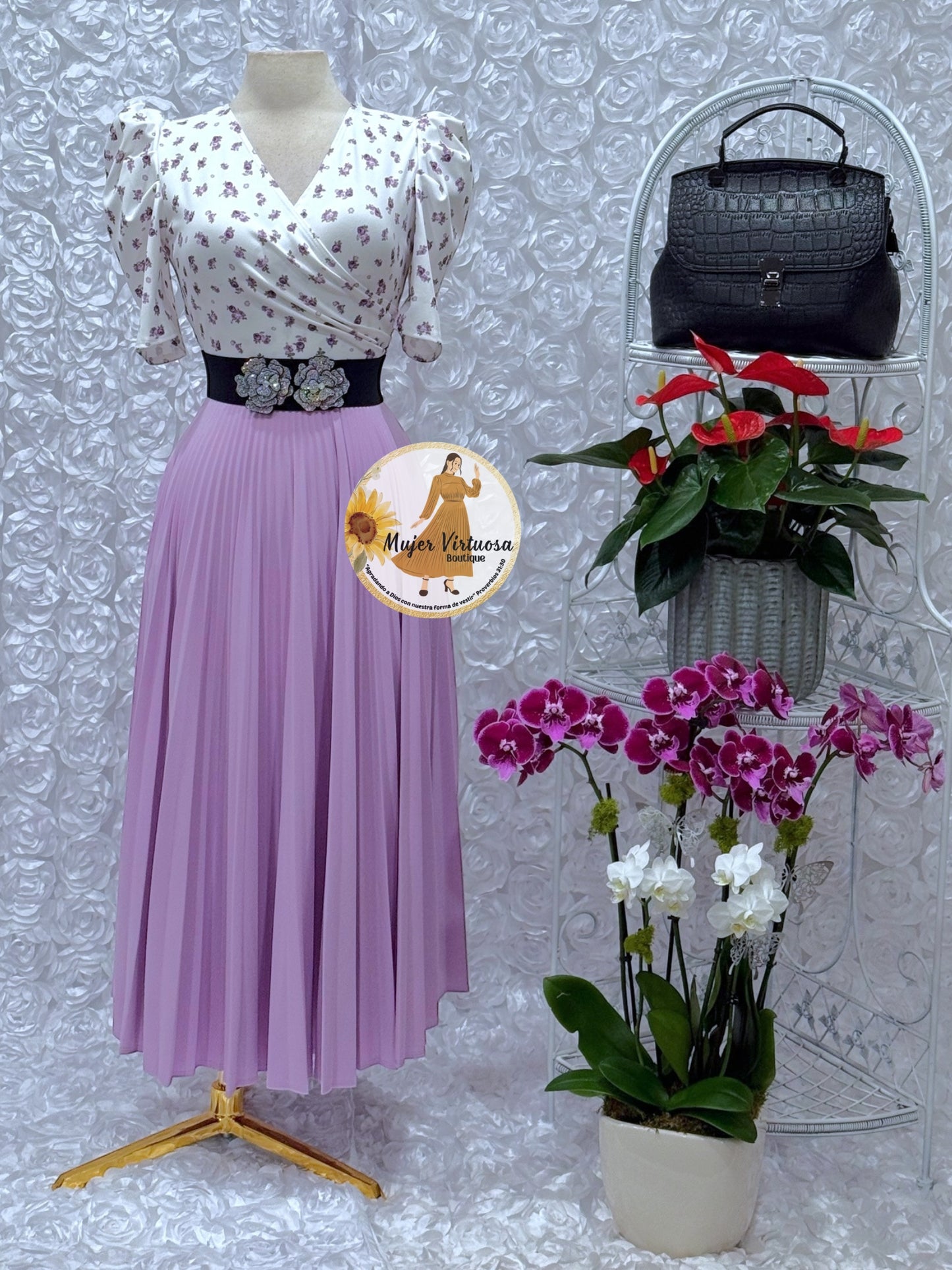 Jessica White/Lilac Floral Dress