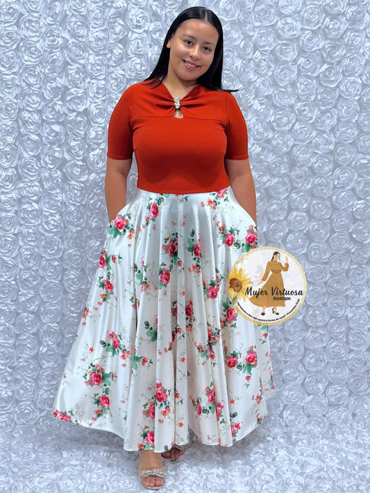 Sandy Rust/Ivory Floral Dress