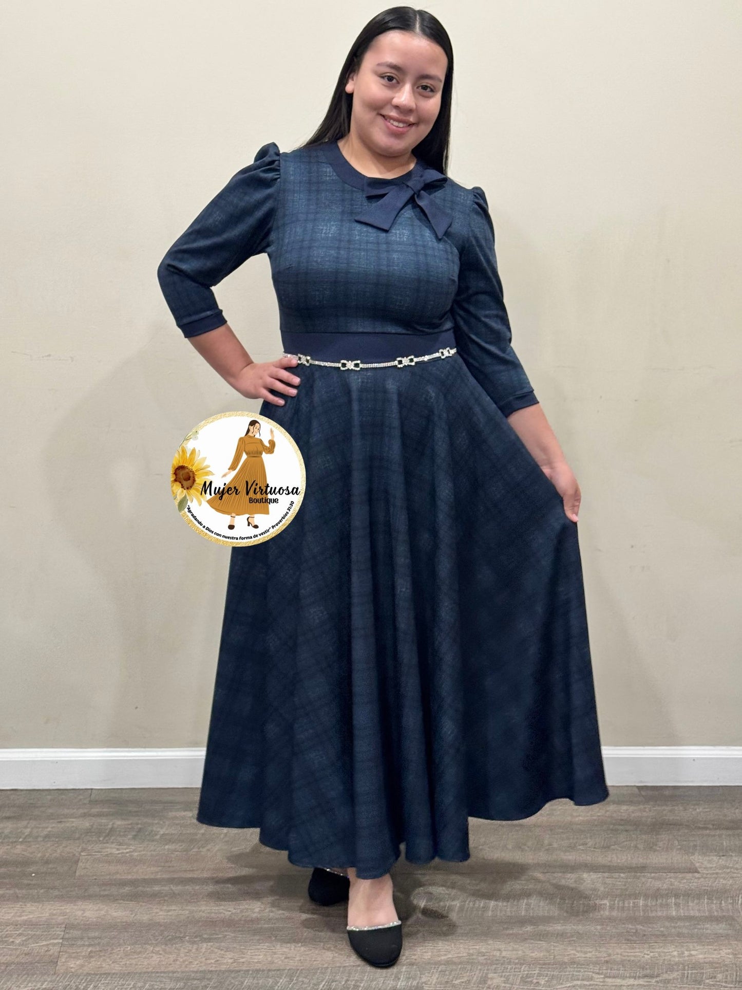 Juliette Navy Blue Plaid Dress