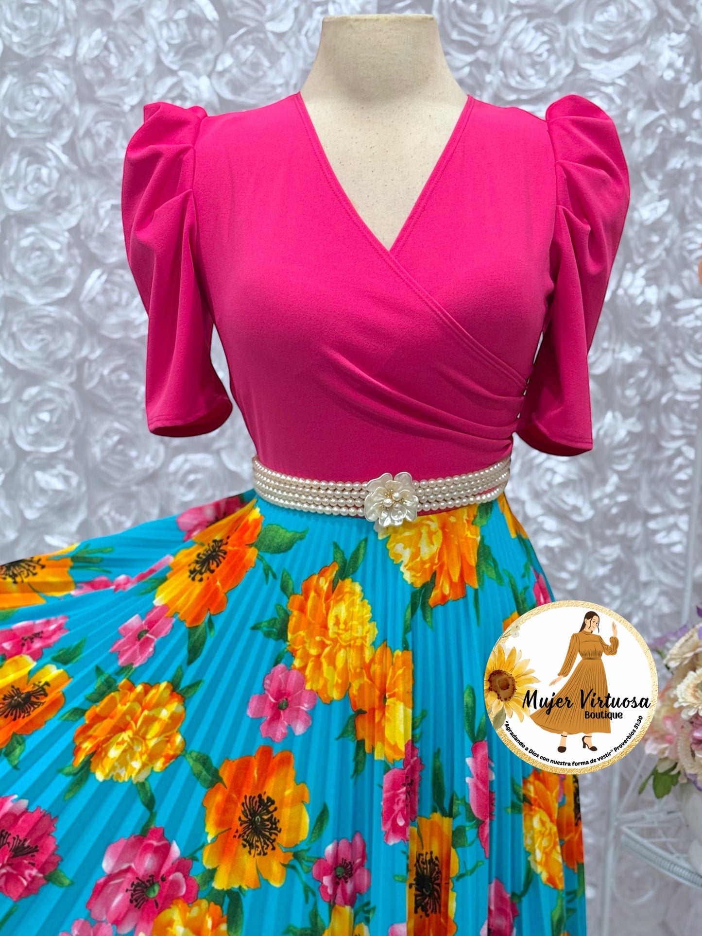 Jessica Fucsia/Aqua Floral Dress