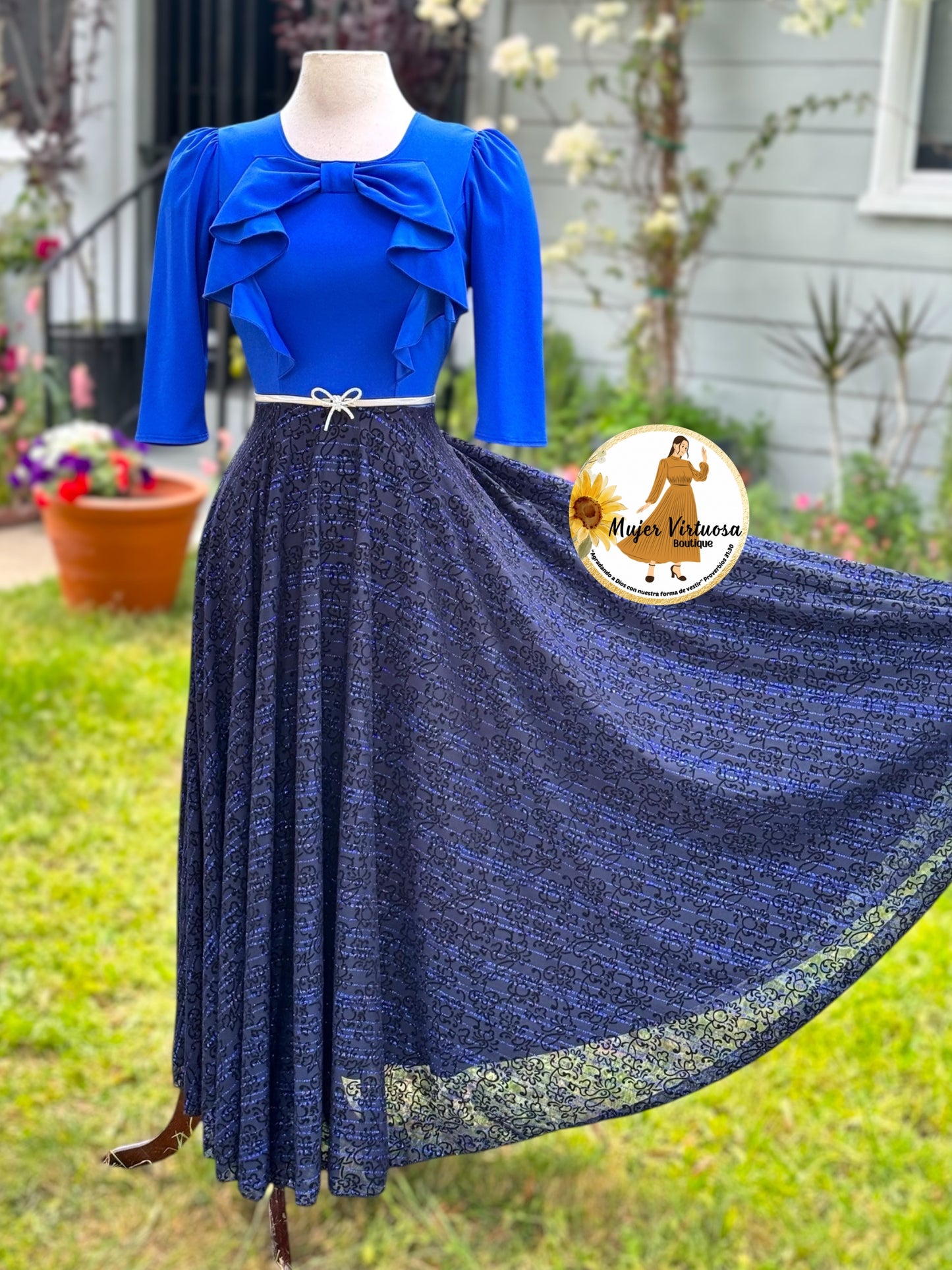 Alexa Royal Blue/Black Coquette Dress