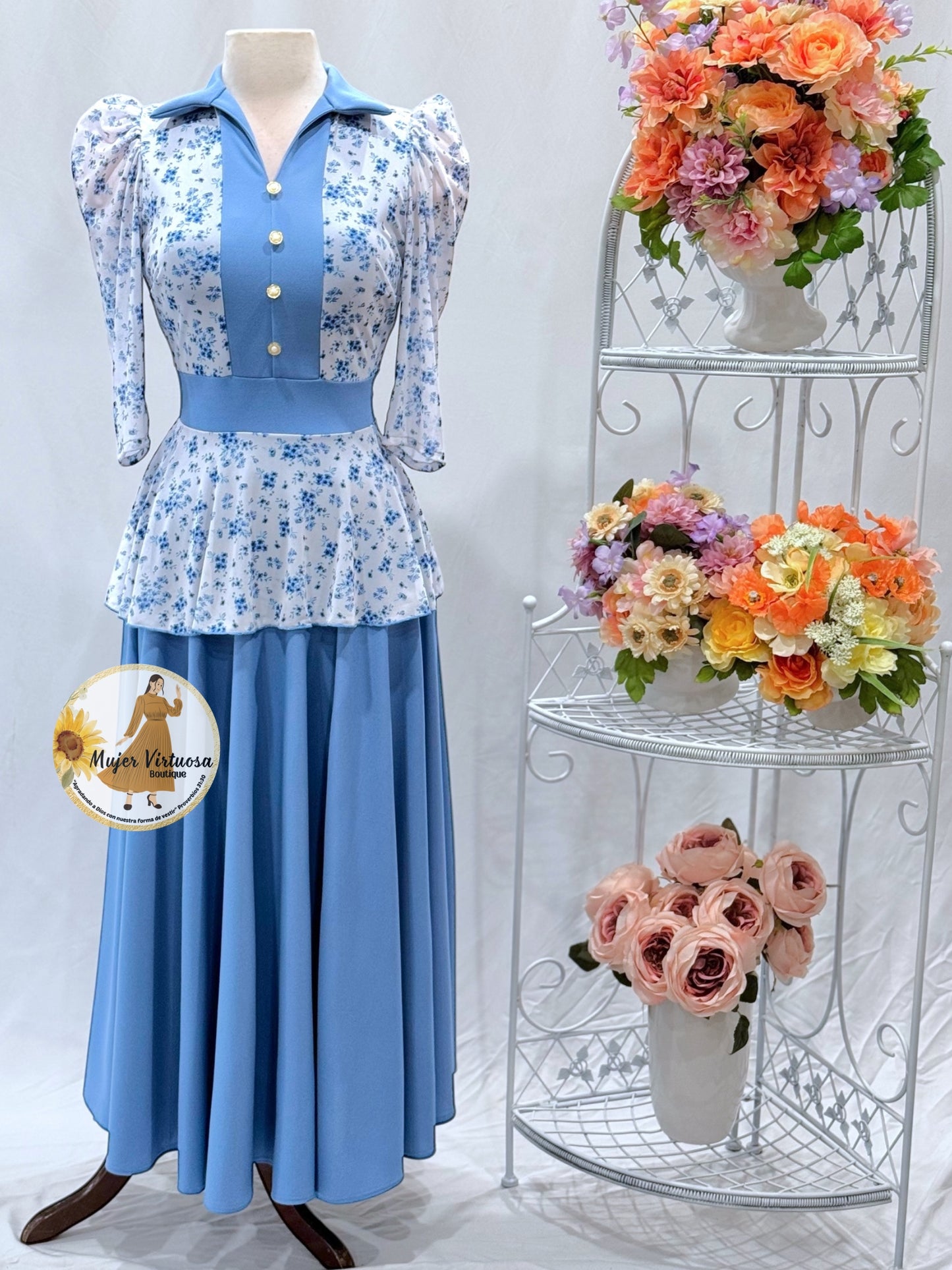 Analy Baby Blue Floral Dress